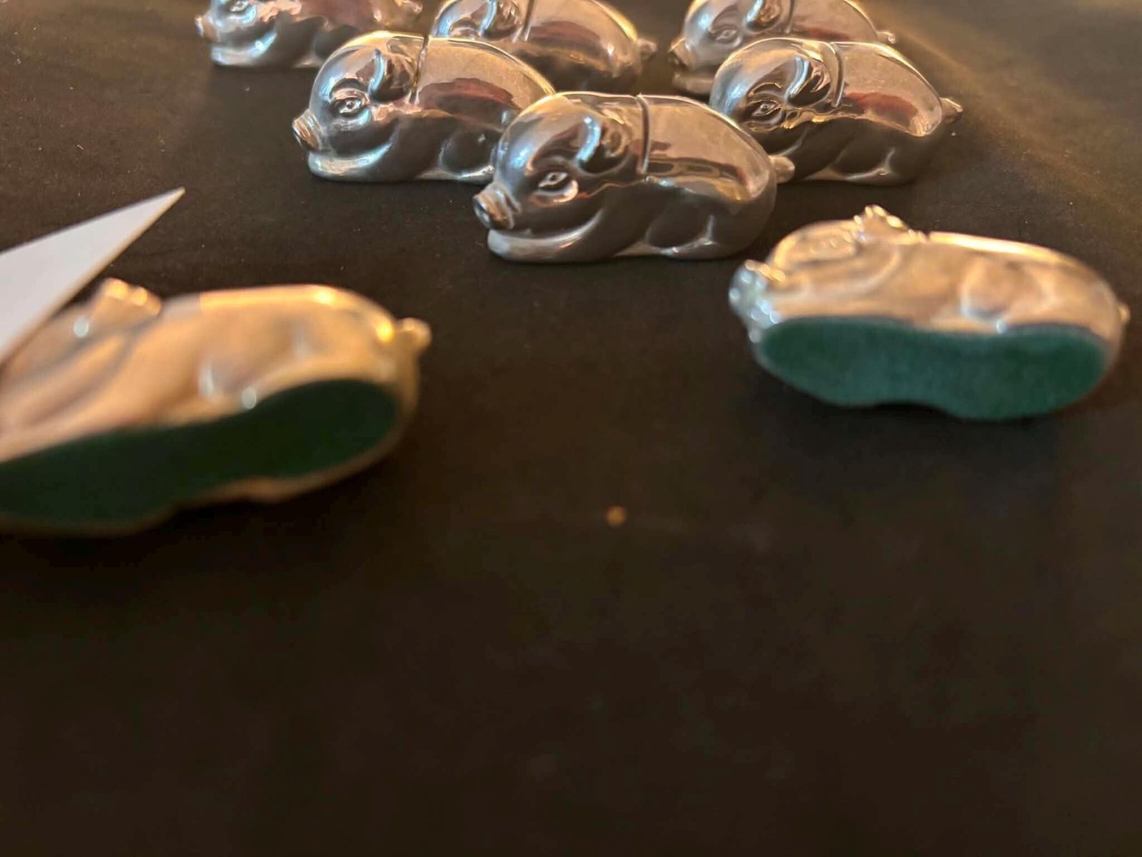 photo buy Vintage French Silver Plate Pig Place Card Holders Piglet   Set Of 8