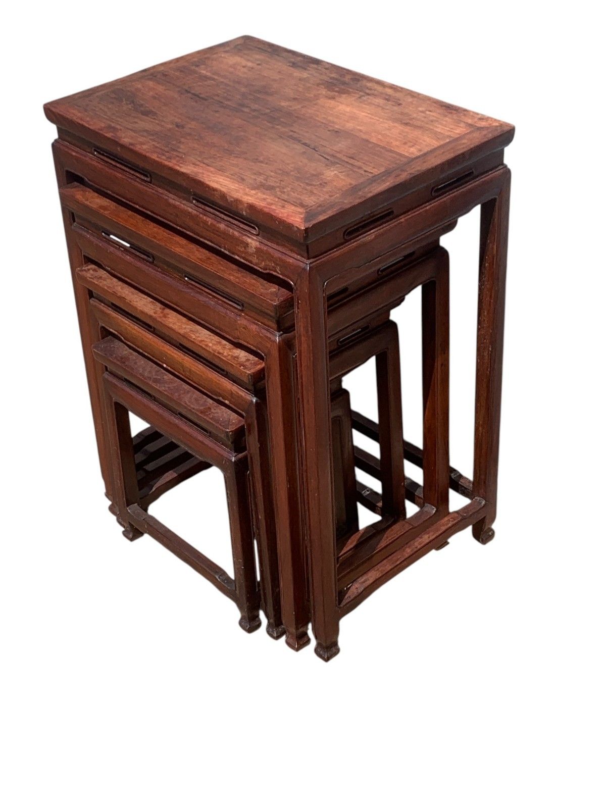 Antique Chinese Qing Dynasty (Tongzhi 1856 1875) Nest Of Four Hardwood Tables photo Furniture