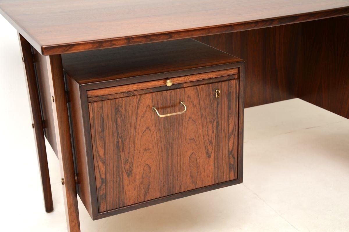 Danish Vintage Midcentury Rosewood And Brass Desk photo Furniture