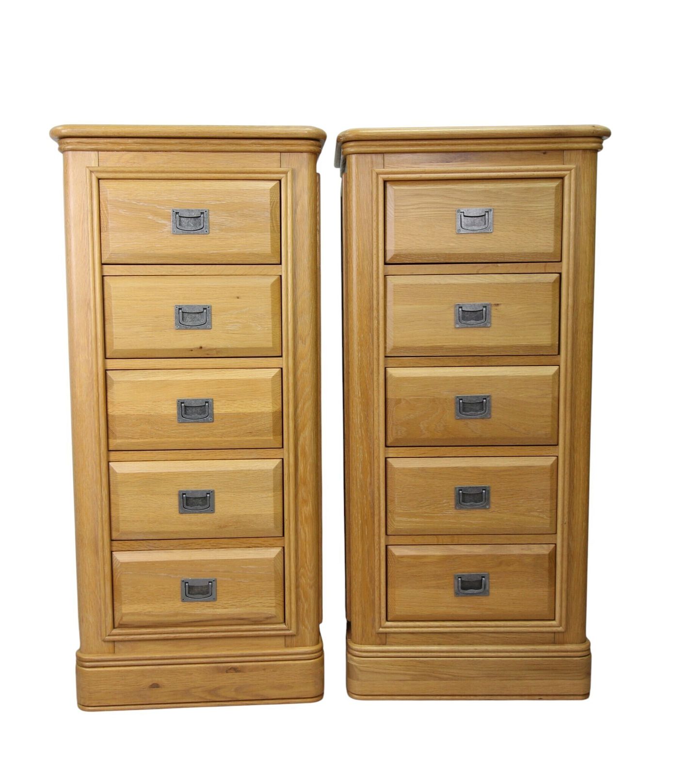 photo vinterior Pair Of Oak Tallboy / Chest Of Drawers