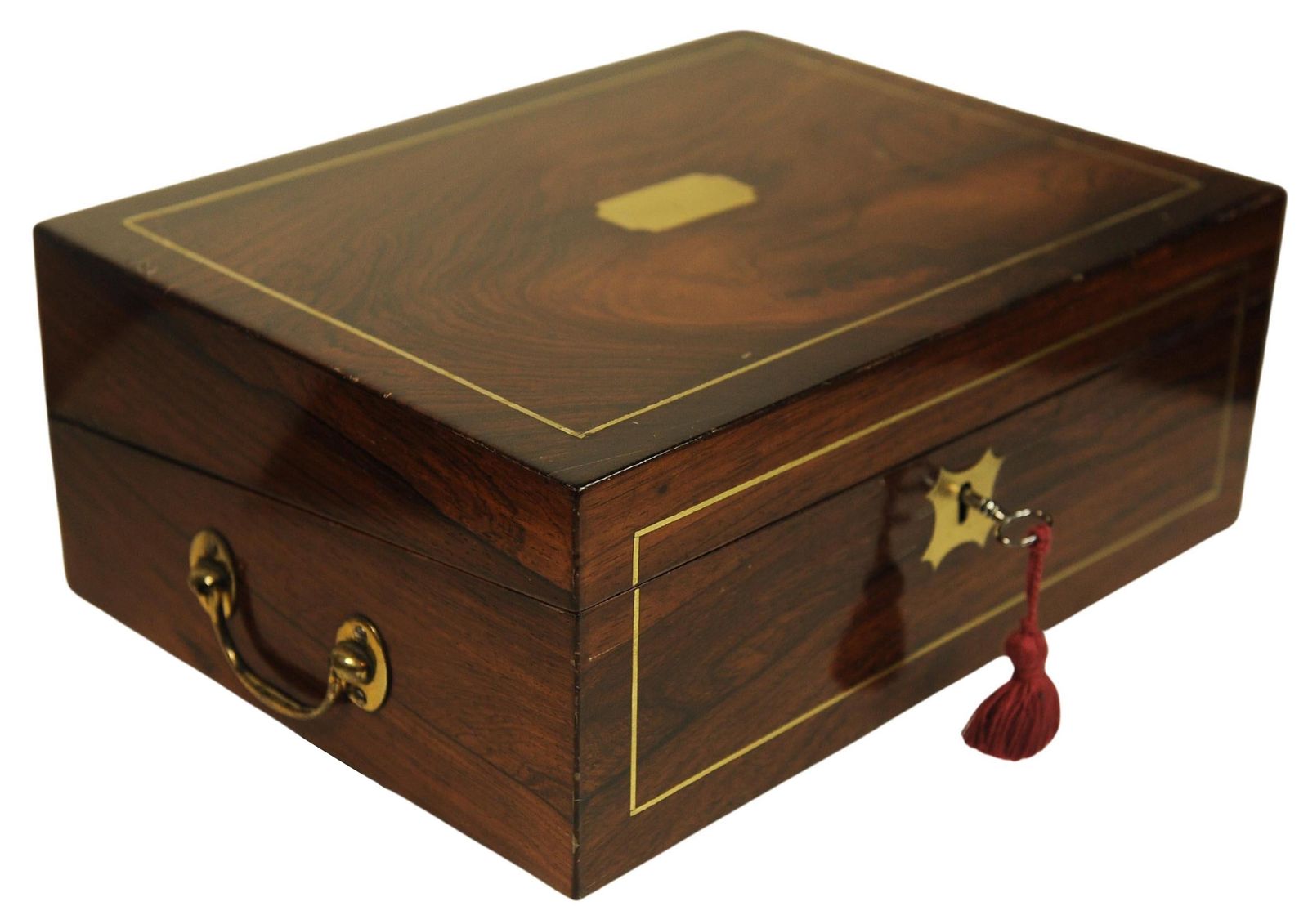Victorian Rosewood Writing Slope With Brass & Leather Inlay, Circa 1880's photo vinterior