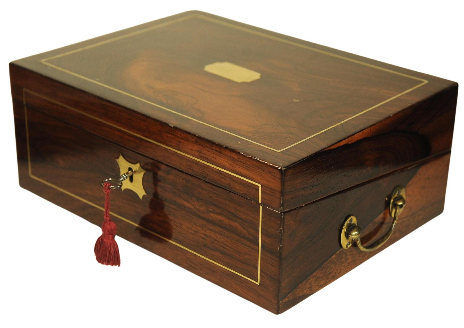 Victorian Rosewood Writing Slope With Brass & Leather Inlay, Circa 1880's photo furniture