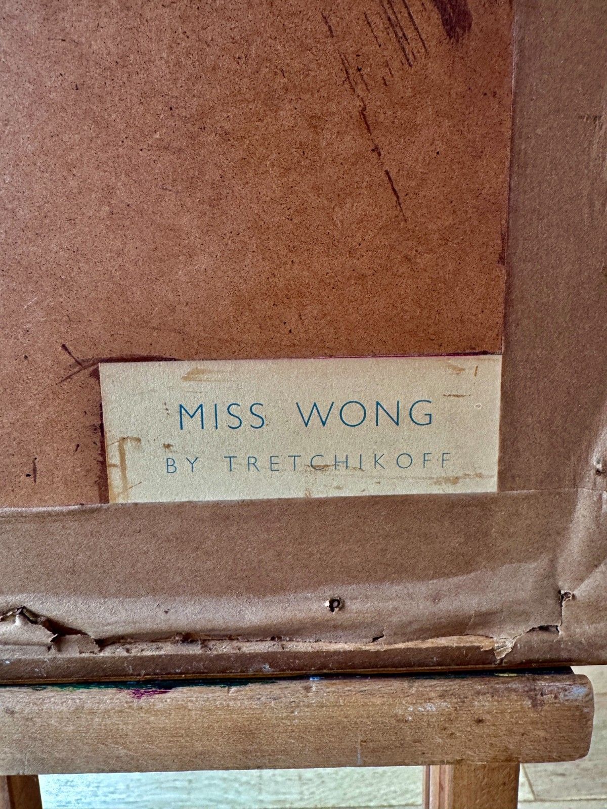 photo furniture 1950s Vintage Tretchikoff Miss Wong Glazed Teak Framed Print, Great Colours
