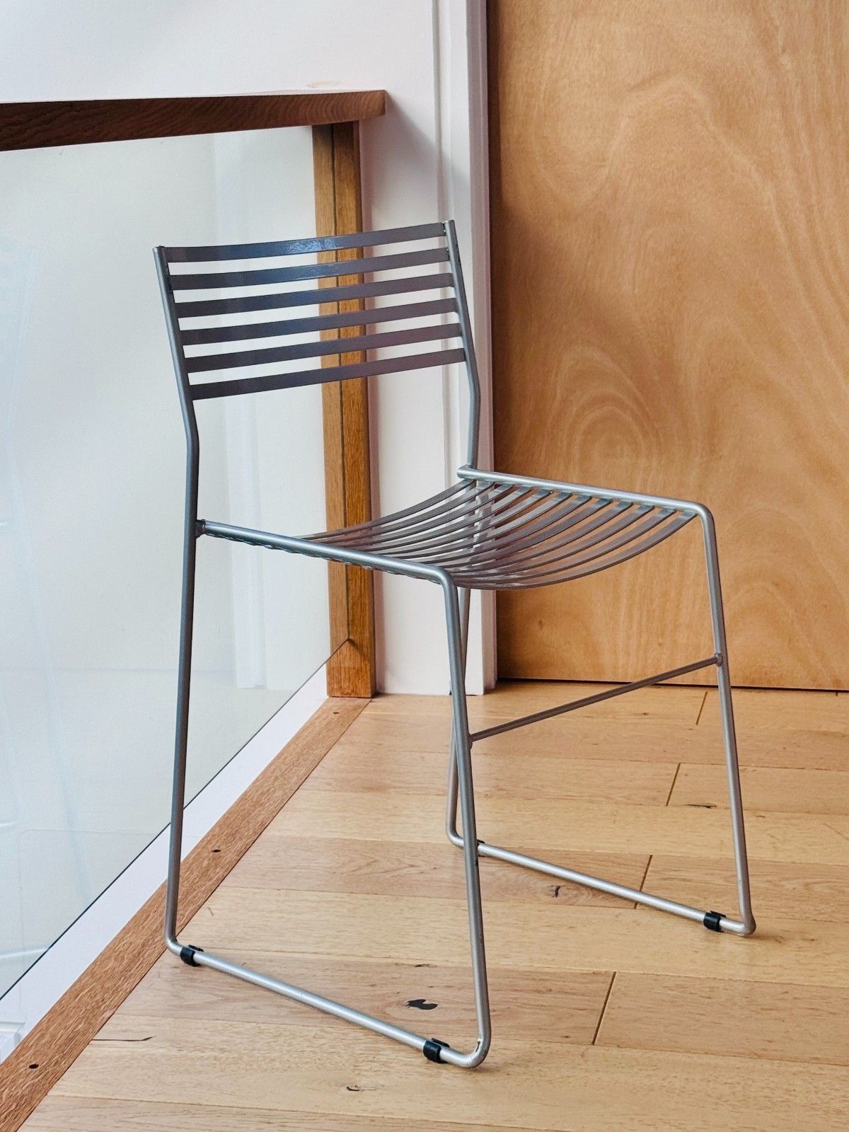 Emu Aero Metal Stacking Chair In Silver 1990s Vintage Retro Collectable photo furniture