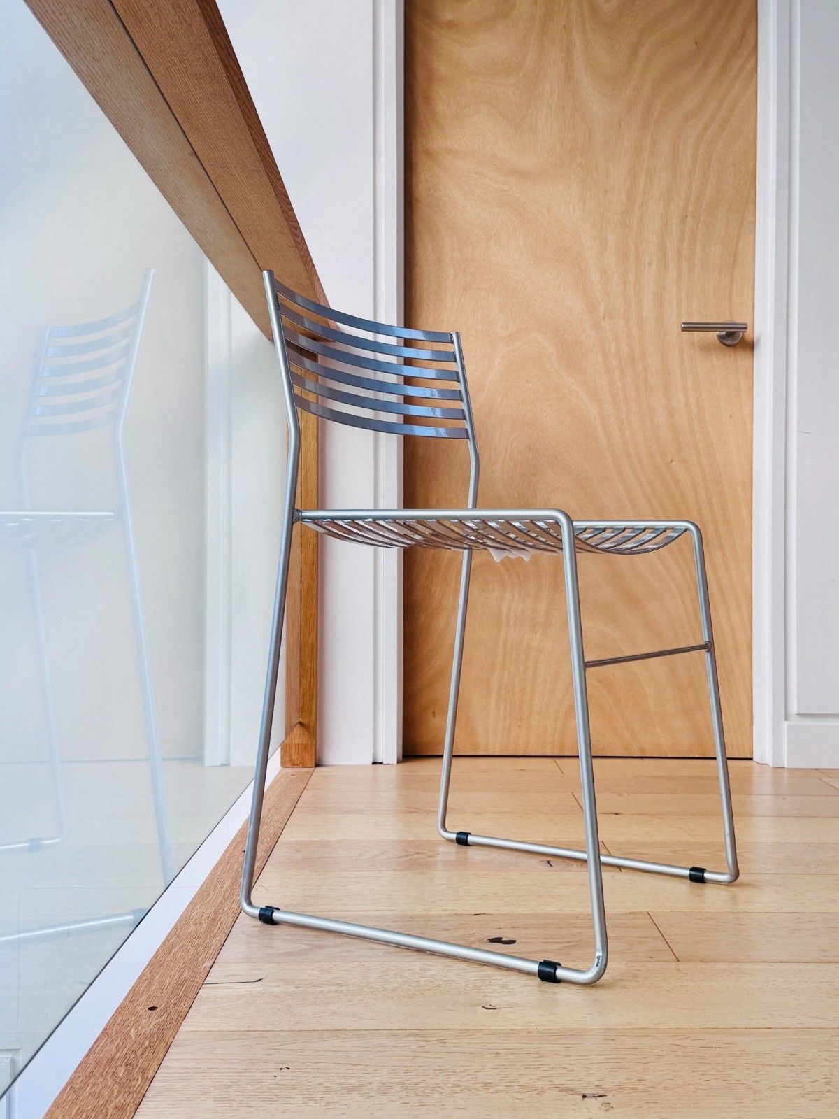 Emu Aero Metal Stacking Chair In Silver 1990s Vintage Retro Collectable photo 99.0