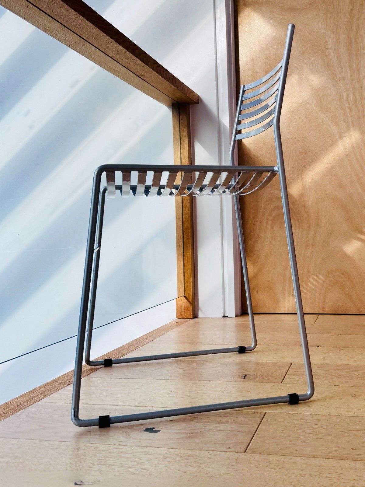 Emu Aero Metal Stacking Chair In Silver 1990s Vintage Retro Collectable photo vintage
