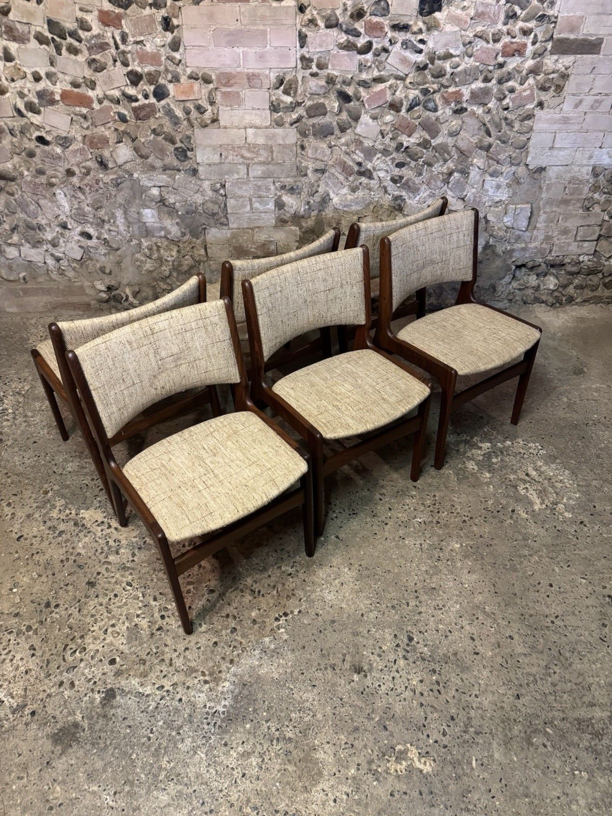 🚛 Vintage Mid Century Set Of 6 Erik Buch Danish Teak Dining Chairs Model 38 photo furniture