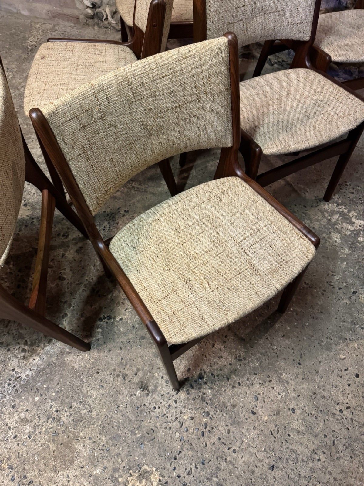 Furniture 🚛 Vintage Mid Century Set Of 6 Erik Buch Danish Teak Dining Chairs Model 38 photo