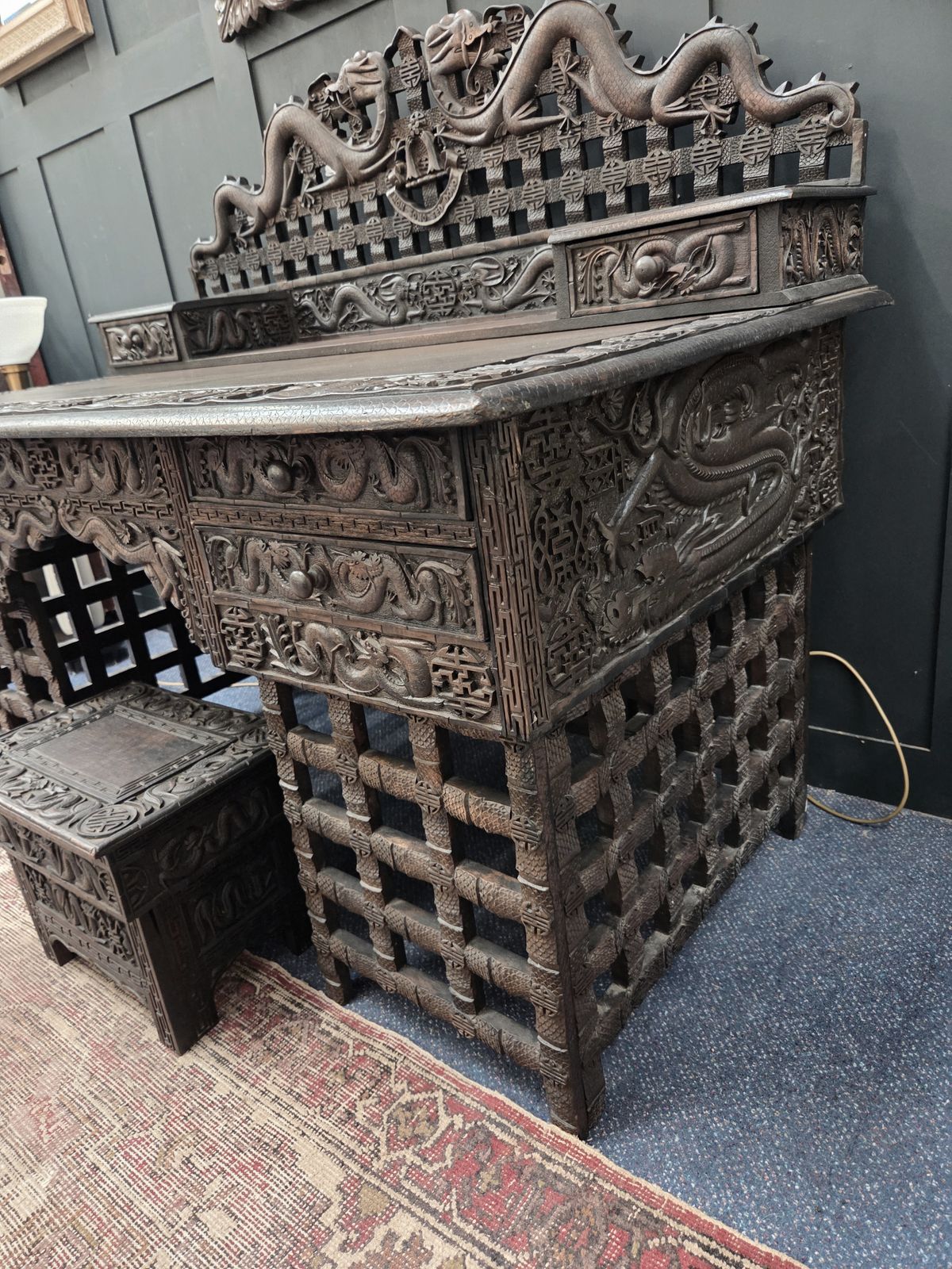 Early 20th Century Japanese Export Dragon Desk photo Furniture