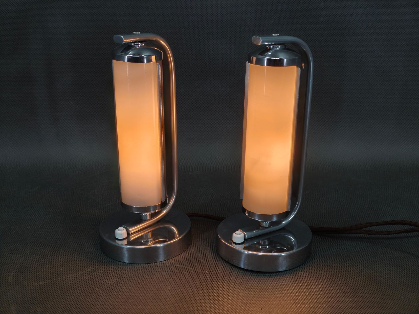 Paar art deco nachtkastlampen, Tsjecho-Slowakije, jaren 1930 photo vintage