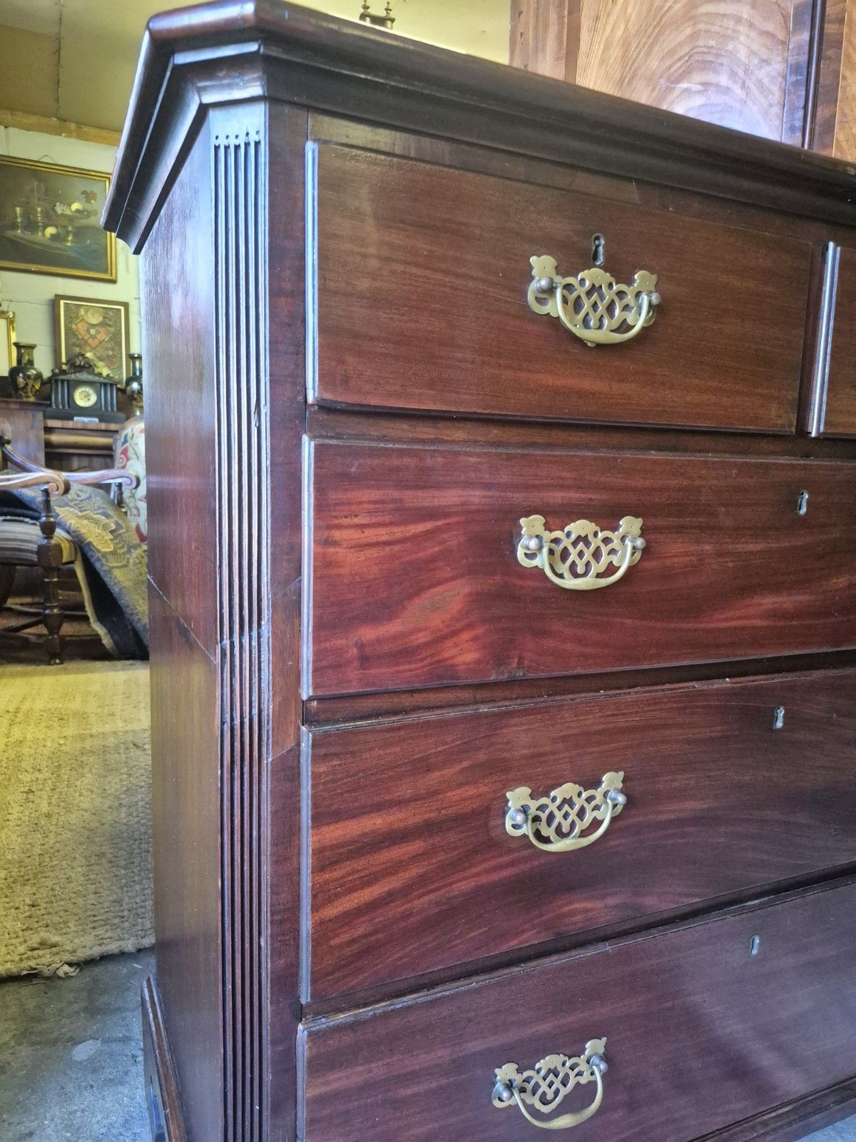 A C1790 George III Chest Of Graduated Drawers Reeded Canted Corners Bracket Feet photo buy