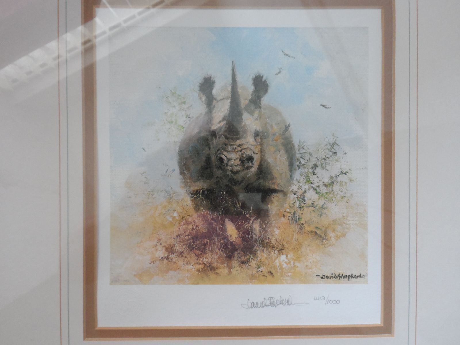 David Shepherd Signed Limited Edition 442/1000 Print = Black Rhino    The Cameo Collection photo furniture