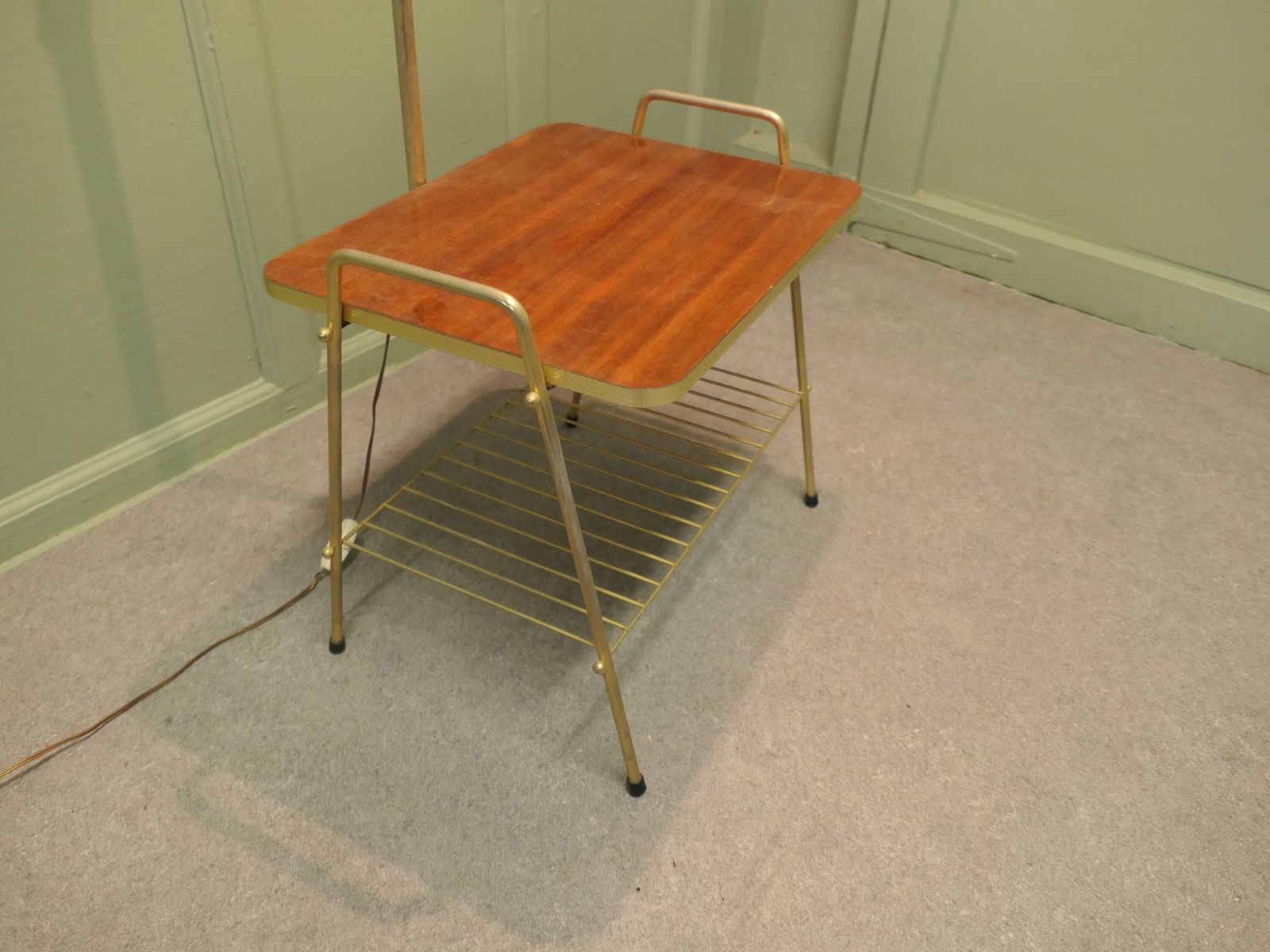 French Retro Floor Lamp Coffee Table And Magazine Rack Elegant Vintage Mid Century French photo for sale