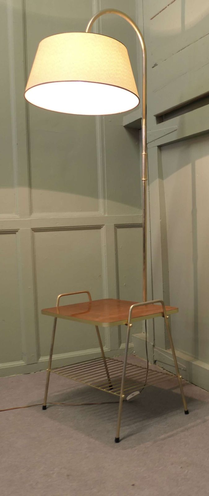 French Retro Floor Lamp Coffee Table And Magazine Rack Elegant Vintage Mid Century French photo vinterior
