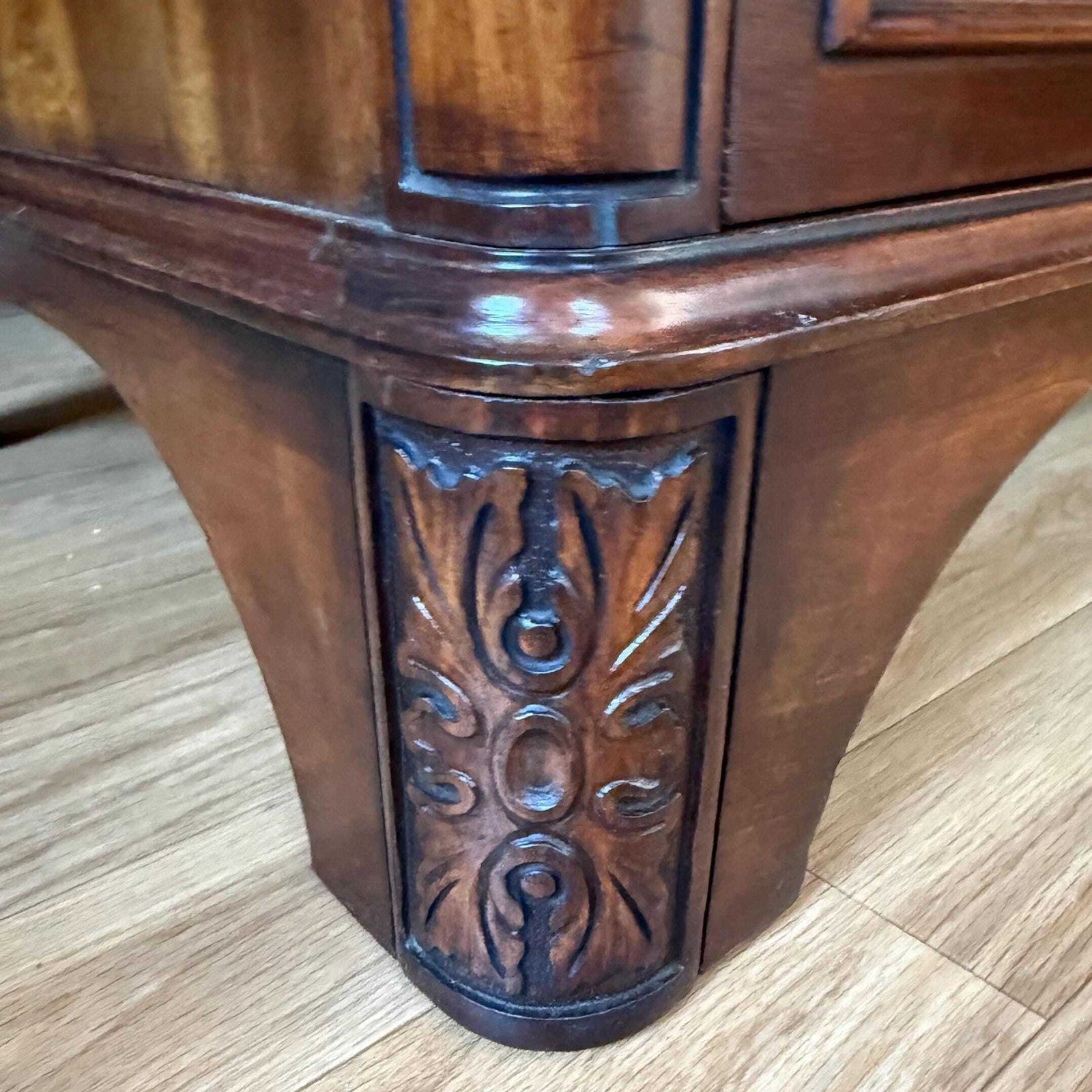 French Mahogany Chest Of Drawers – Large Vintage Statement Chest With Brass Handles photo for sale