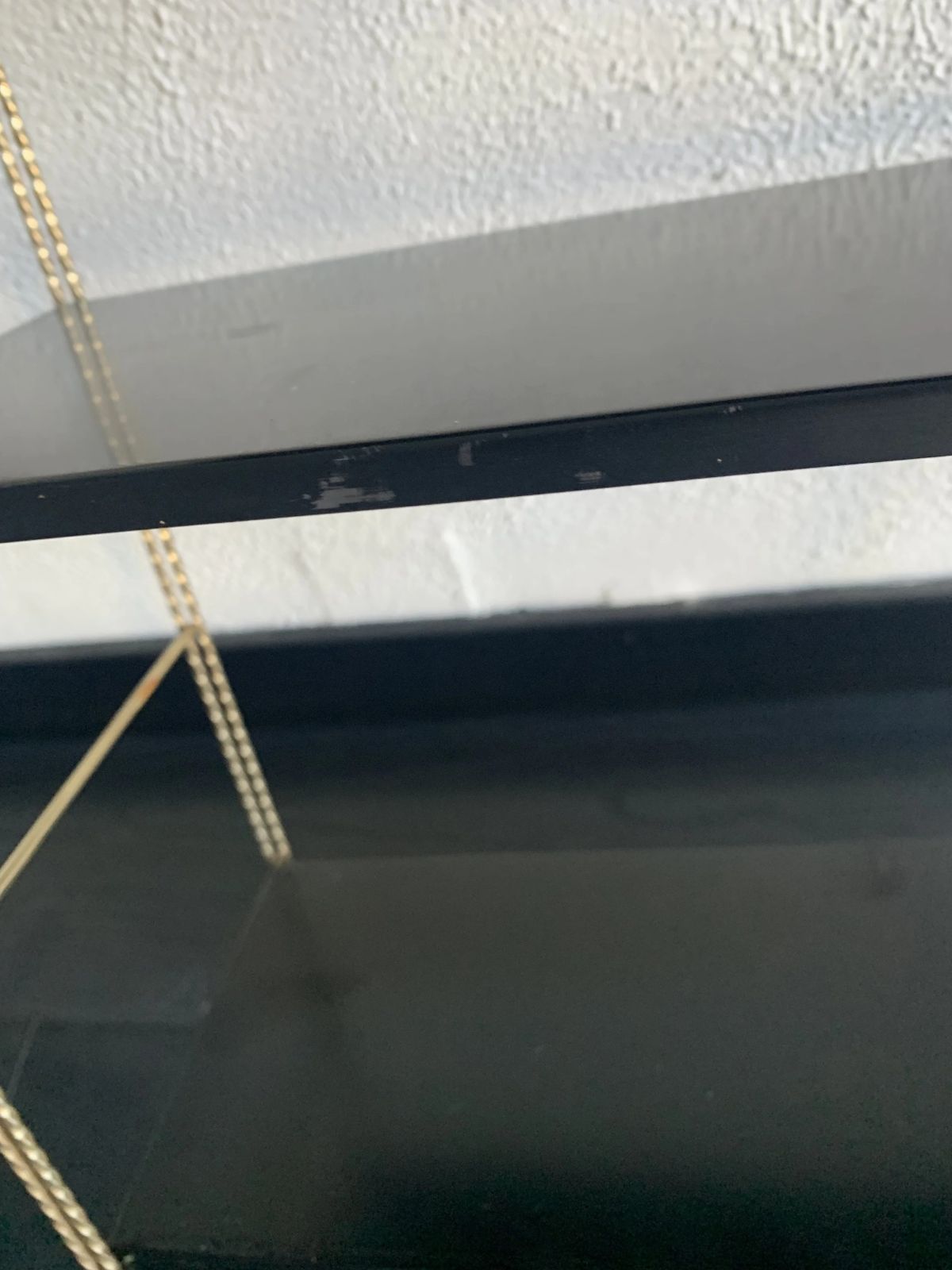 photo for sale Vintage 1960s String Wall Shelf, Black And Gold   60 X 48 Cm