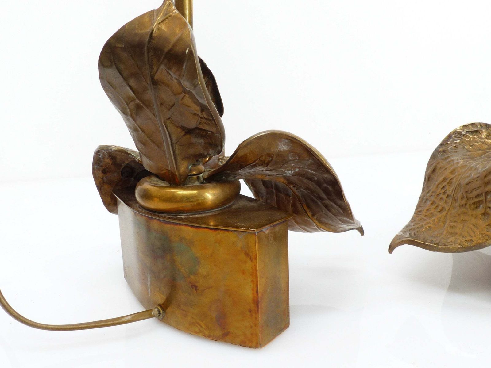 Pair Of Hammered Brass Floral Lamps, French Organic Brutalist Work, Circa 1970 photo buy