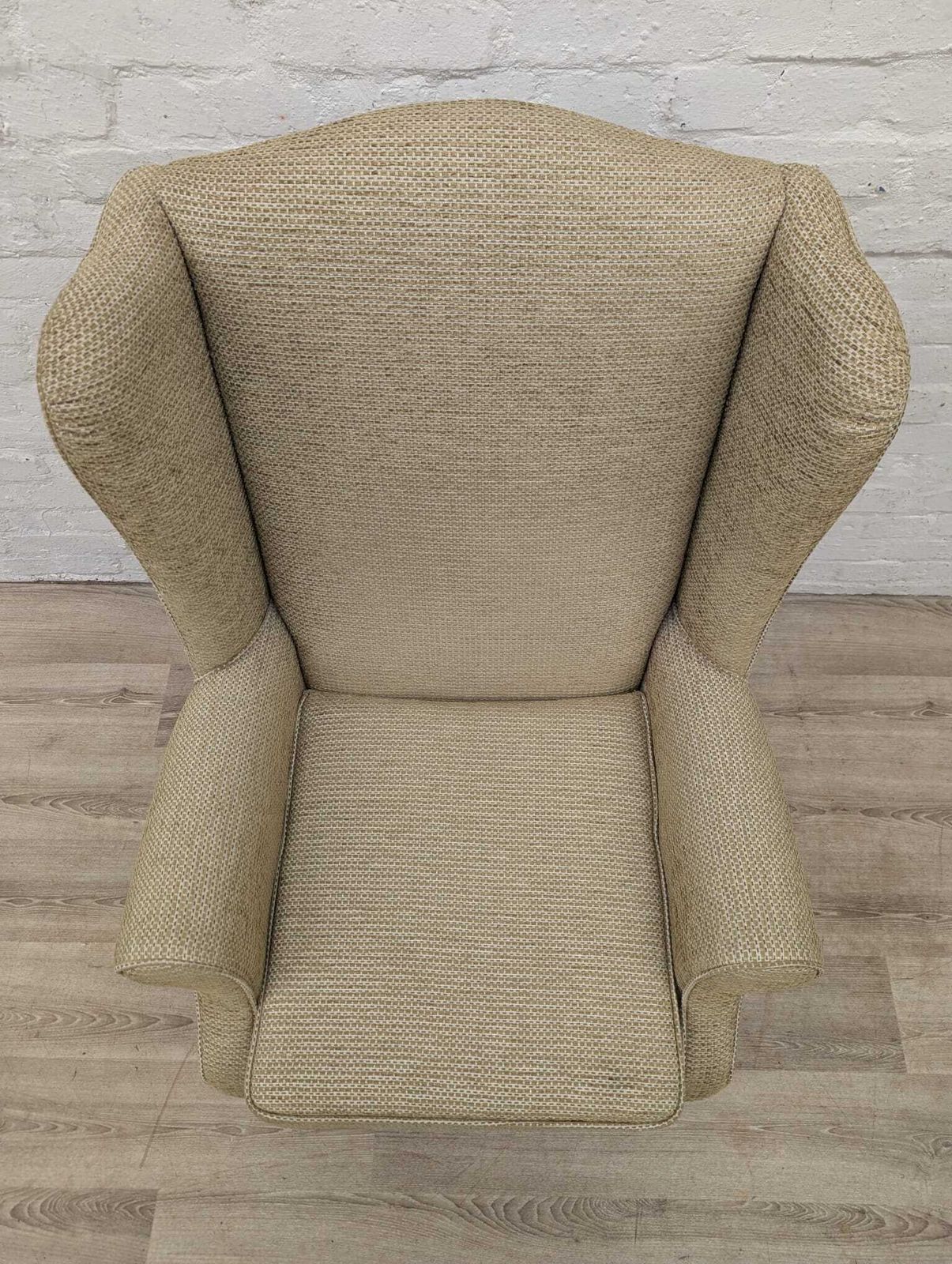 Contemporary Wing Back Armchair With Footstool Lime Green Weave photo 185.0