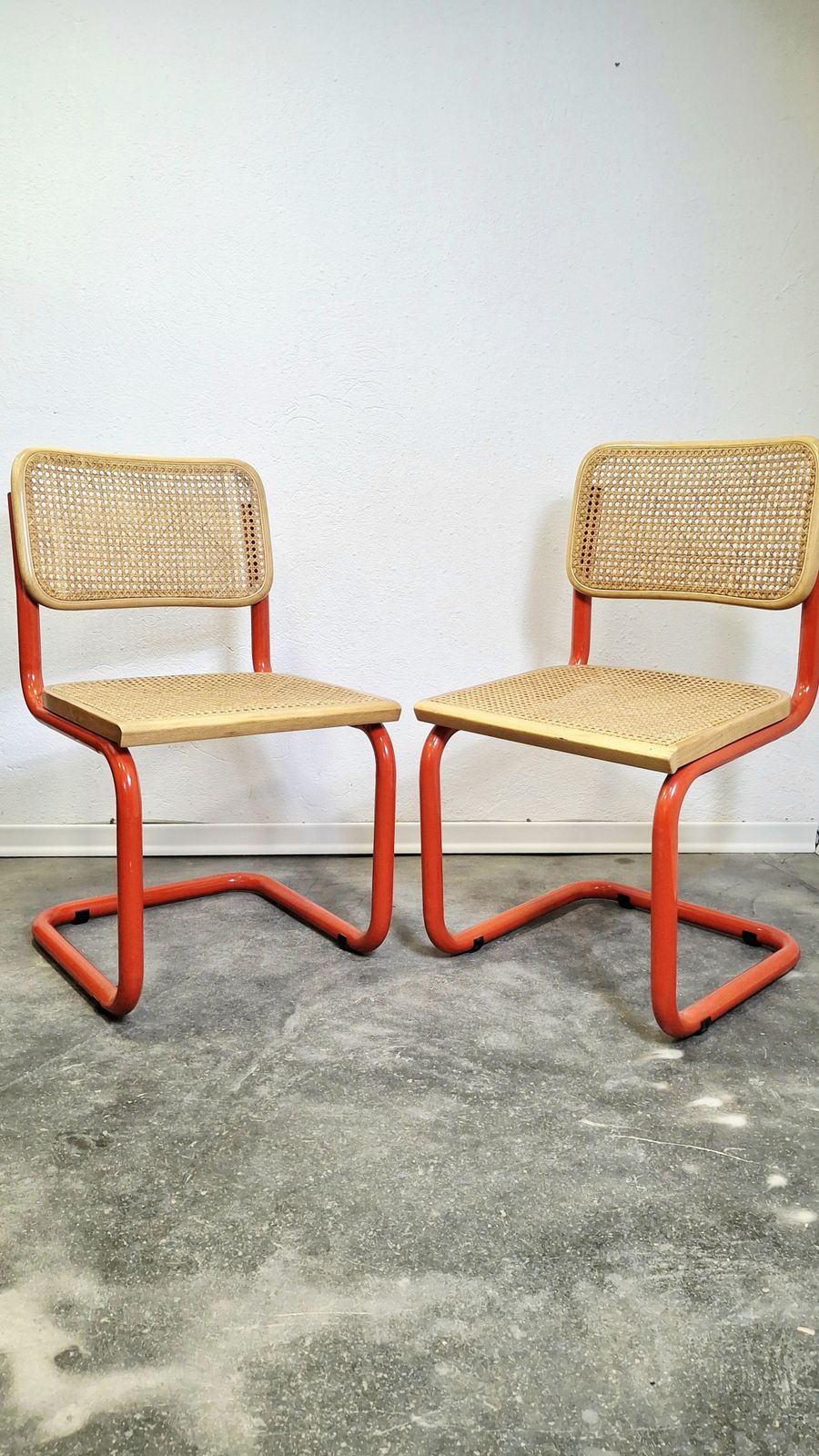 80s Red Tubular Cantilever Chair photo vintage