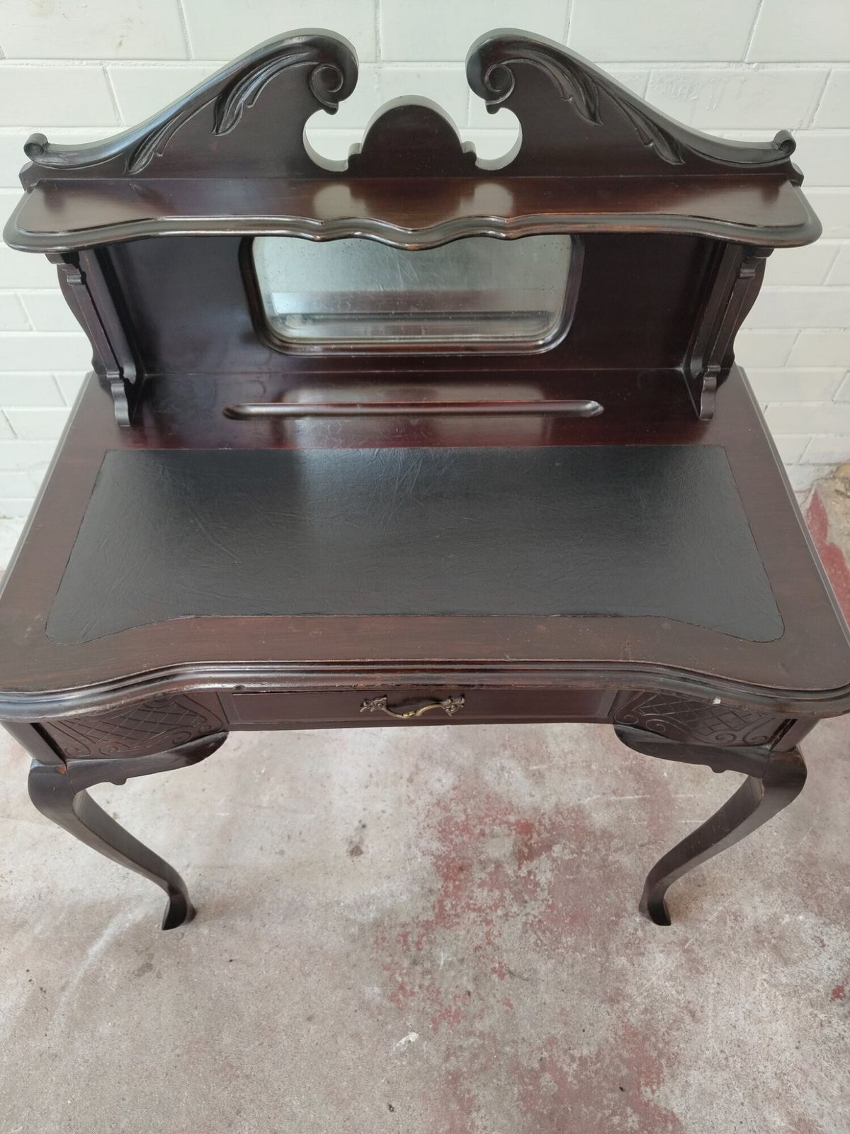 Antique Victorian Mahogany Ladies Mirrored Writing Desk photo vinterior