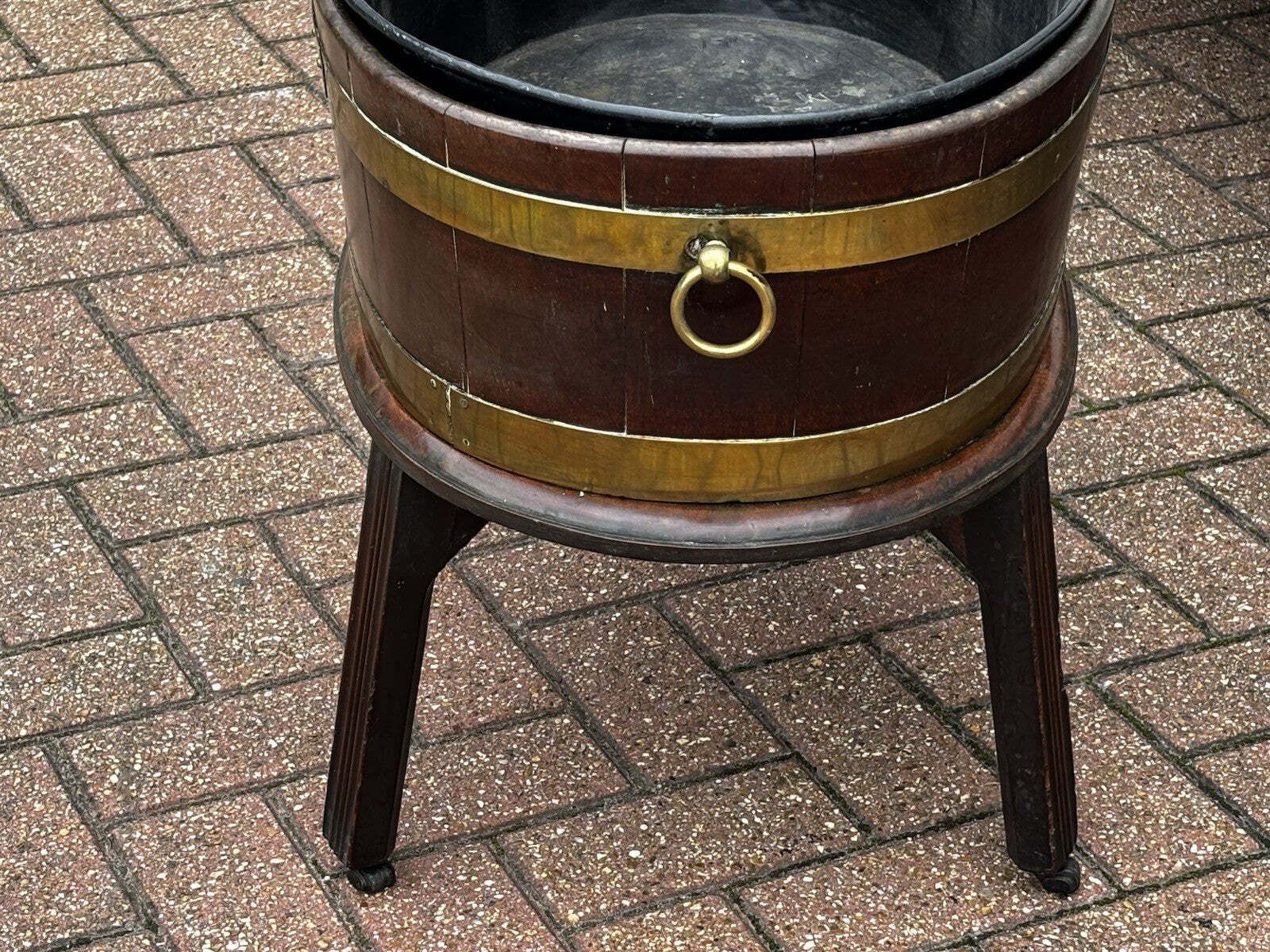 Georgian Mahogany Brass Banded Lift Off Wine Cooler On Stand photo vinterior