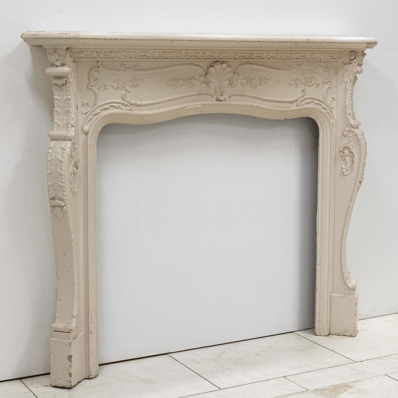 Home Fixtures Antique Victorian French Style Wooden Fireplace Surround photo