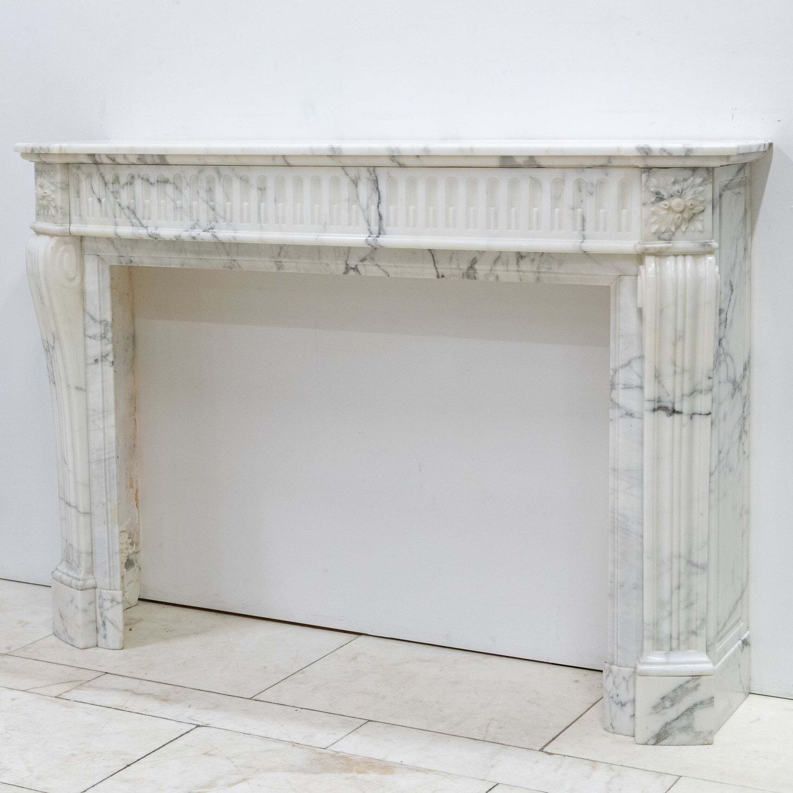 Antique 19th Century Arabescato Marble Louis XVI Style Fireplace Surround photo furniture