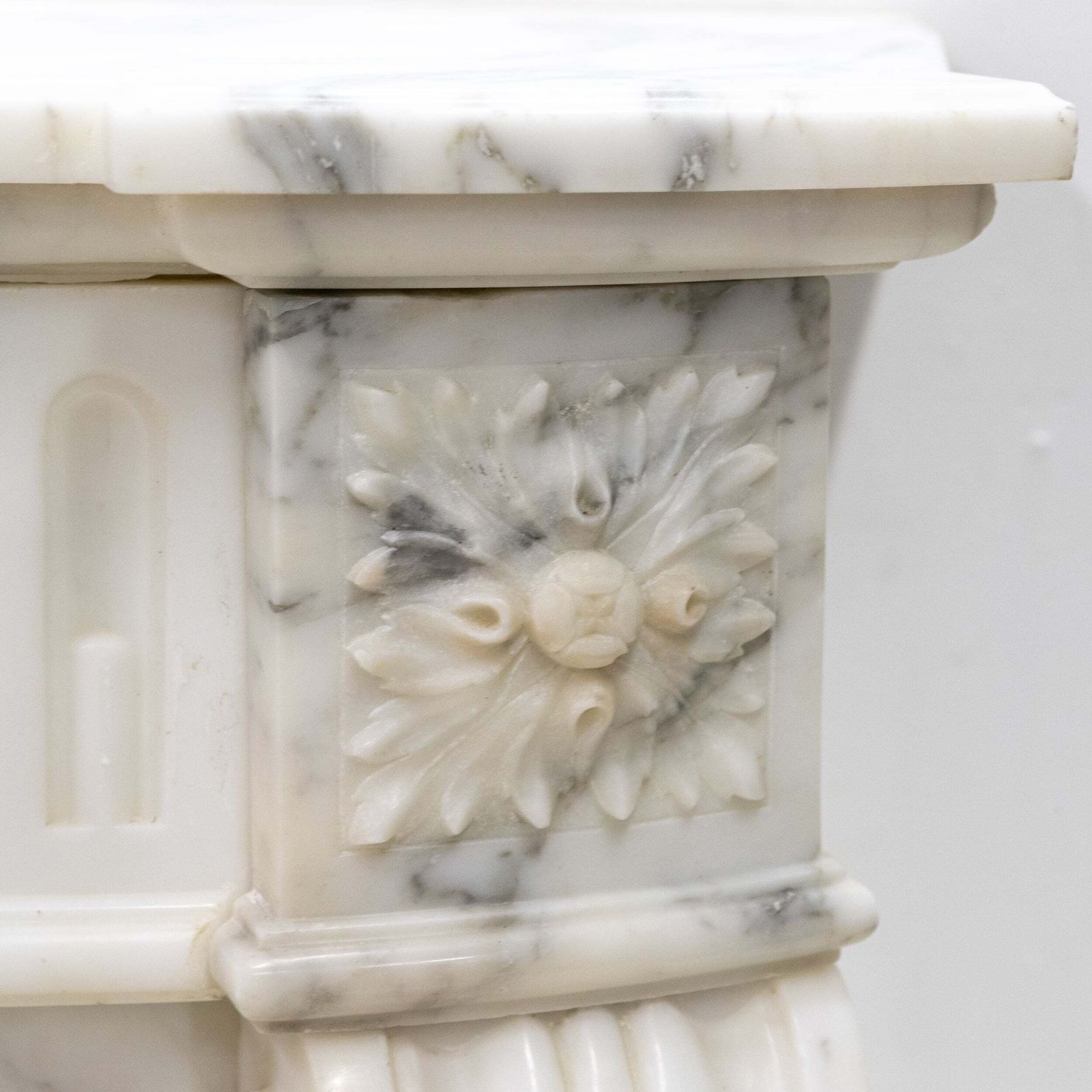 Antique 19th Century Arabescato Marble Louis XVI Style Fireplace Surround photo vintage