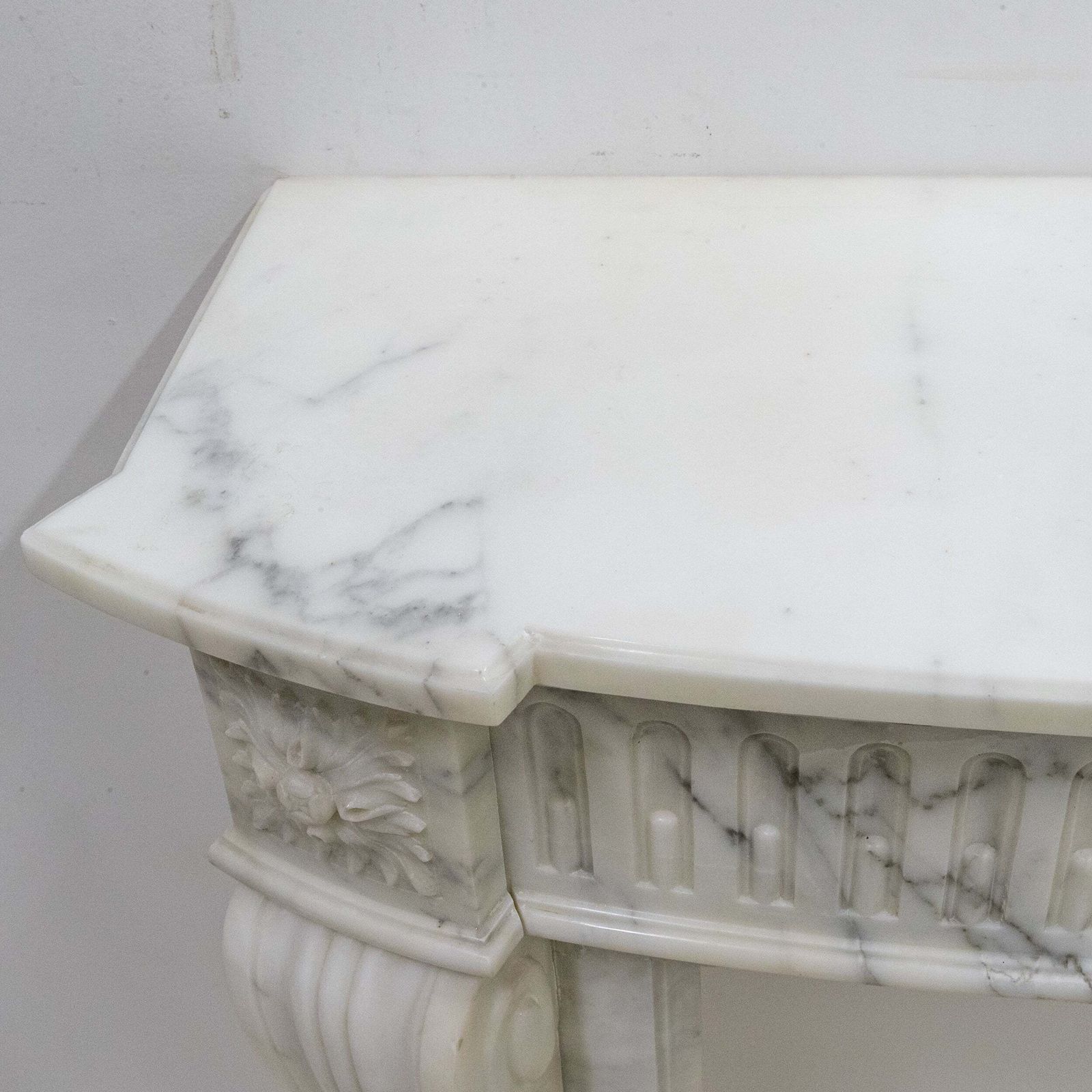 Home Fixtures Antique 19th Century Arabescato Marble Louis XVI Style Fireplace Surround photo