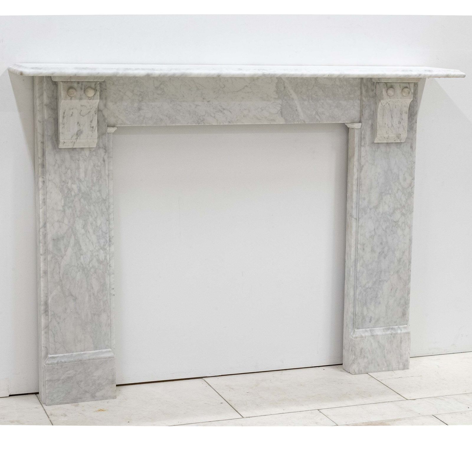 Antique Victorian Carrara Marble Fireplace Surround With Corbels photo vinterior