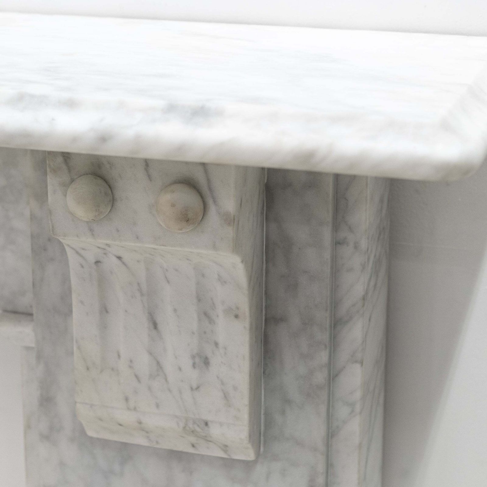 photo for sale Antique Victorian Carrara Marble Fireplace Surround With Corbels