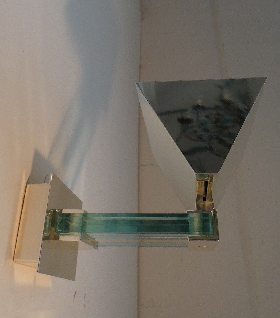 Chrome Steel And Glass Wall Lights By Martini For Fratelli Martin, Italy, 1970s, Set Of 4 photo 2100.0
