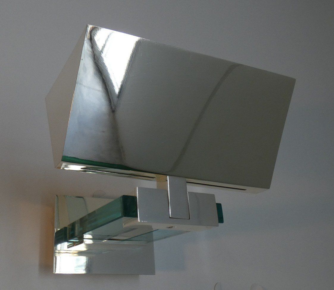 Chrome Steel And Glass Wall Lights By Martini For Fratelli Martin, Italy, 1970s, Set Of 4 photo vinterior