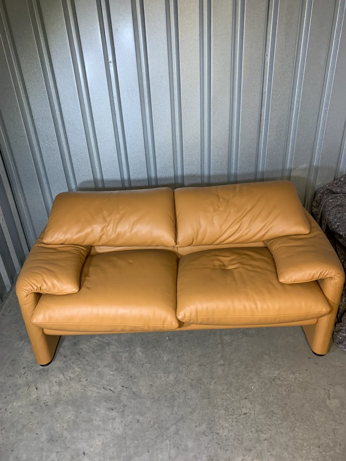 Maralunga Armchair Cognac Leather+ 2 Seater Maralunga Setee