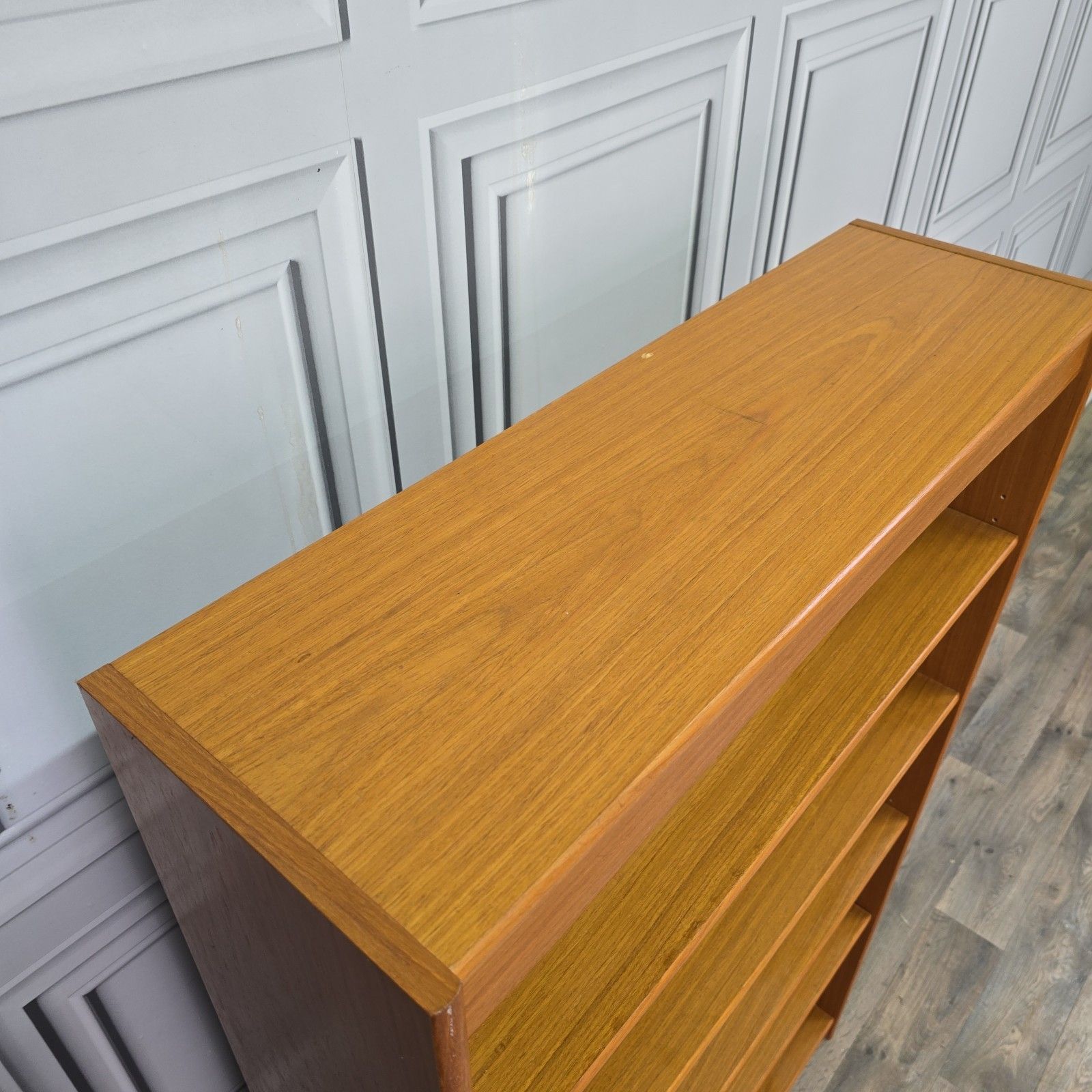 Furniture Mid Century Bookcase Vintage Teak Effect Open Shelving Unit Retro Shelves photo