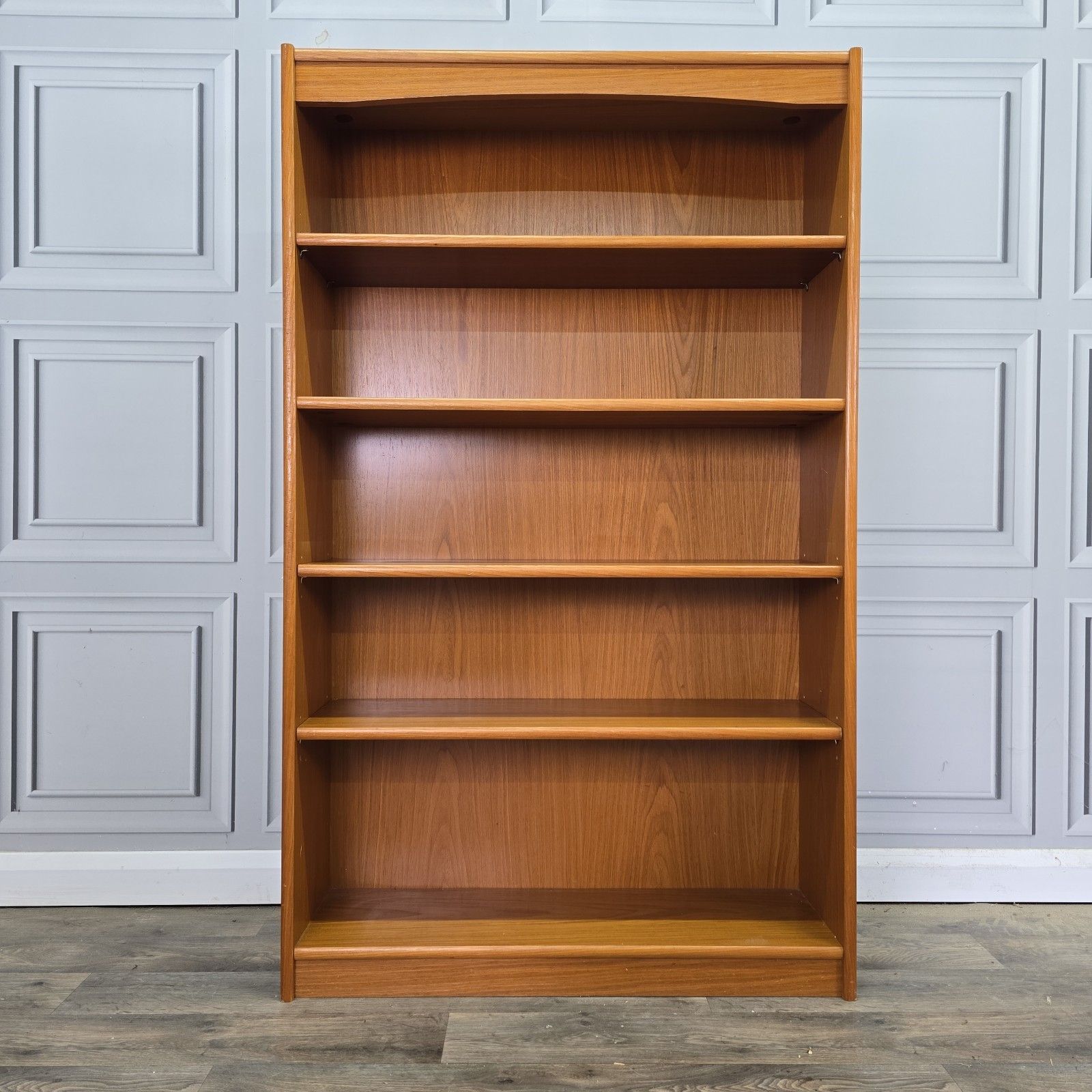photo vinterior Mid Century Bookcase Vintage Teak Effect Open Shelving Unit Retro Shelves