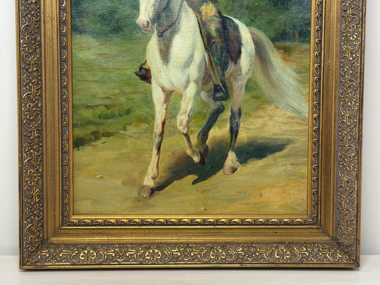 photo buy Olieverfschilderij Portret van Wild West Buffalo Bill te Paard op een Grijs Paard, naar Rosa Bonheur