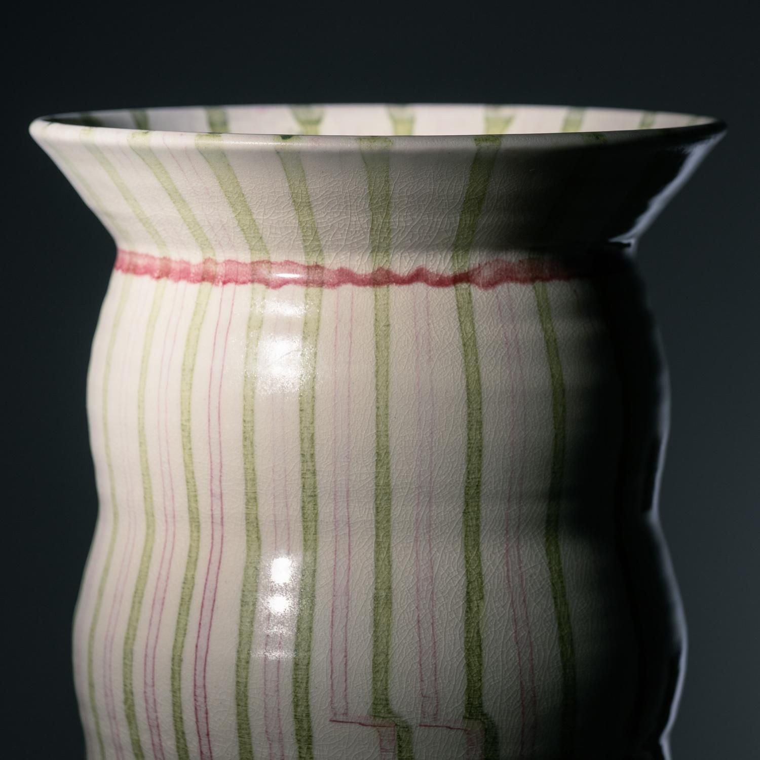 Dutch Mobach Pink Green White Studio Pottery Xxl 46 Cm Large Ceramic Vase photo vintage