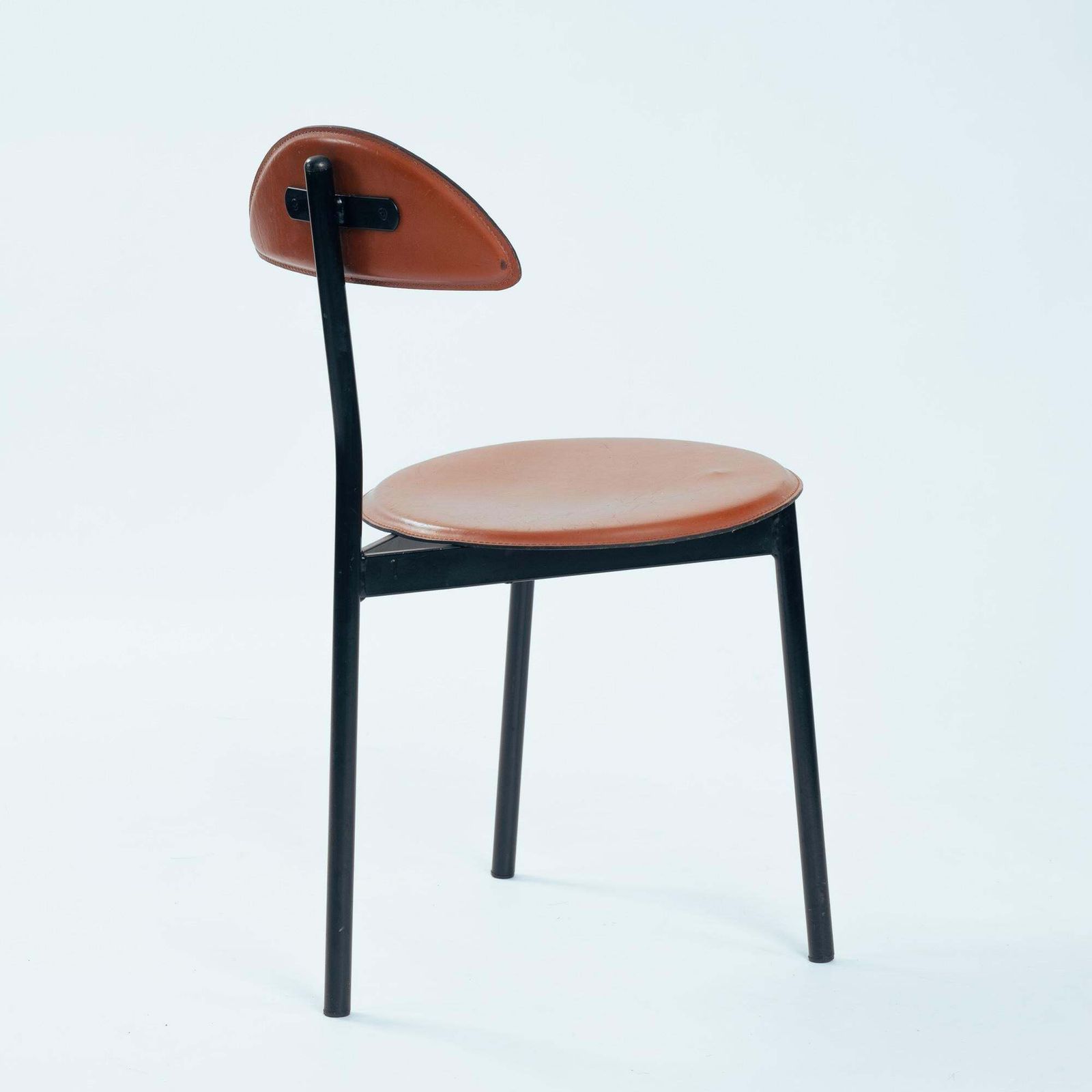6 Linea Veam Leather Tripod Chairs, Italy 1980s photo buy