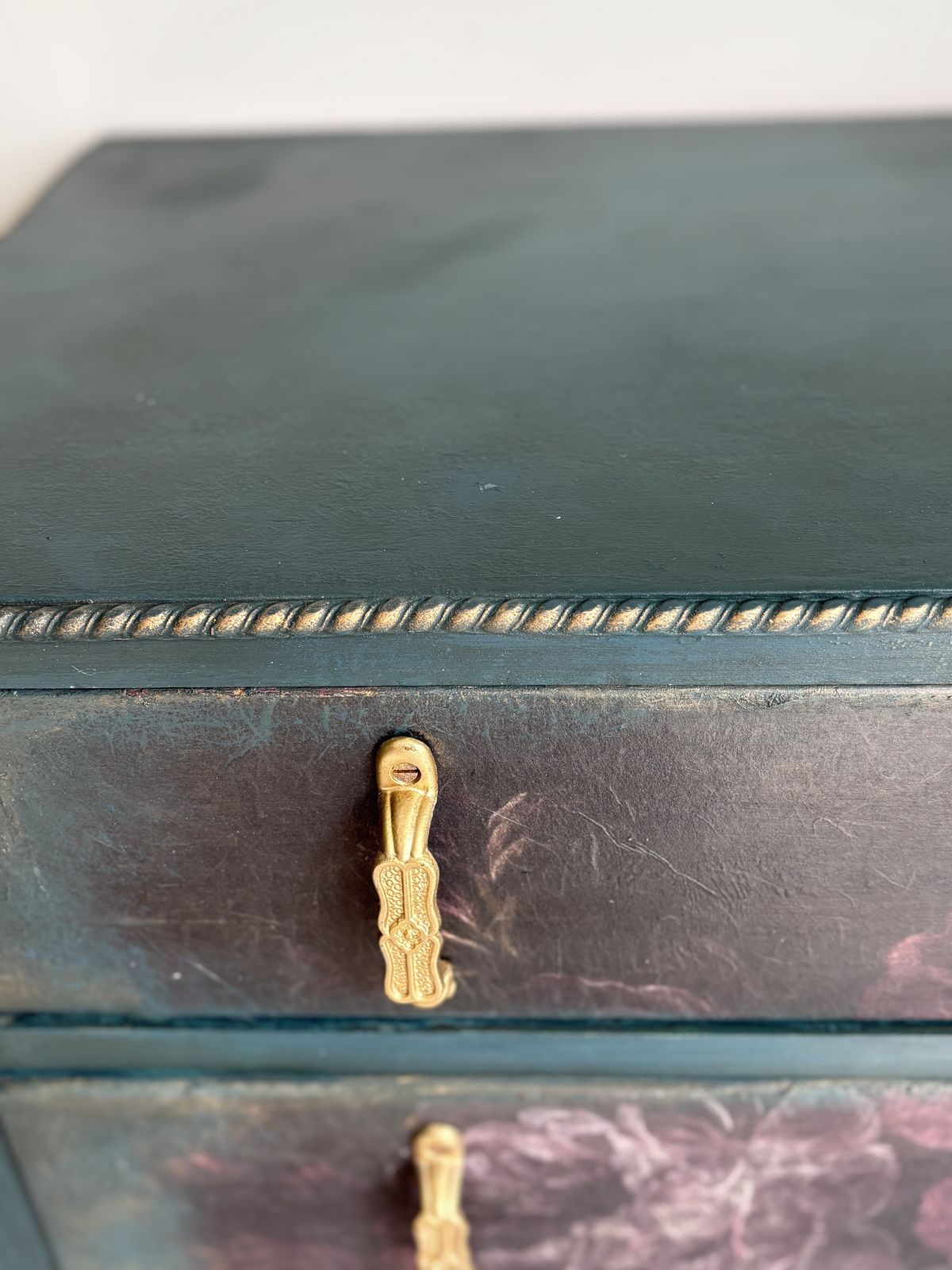 Oak Chest Of Drawers, Hand Painted, Floral Details photo Furniture
