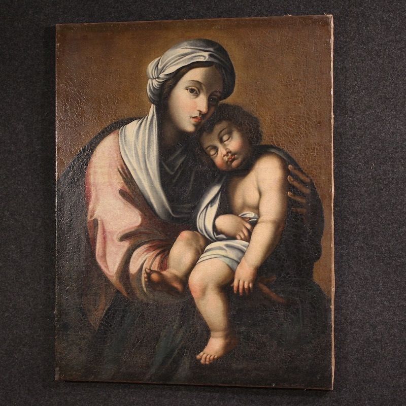 photo vinterior Antique Italian Painting Madonna And Child From The 18th Century