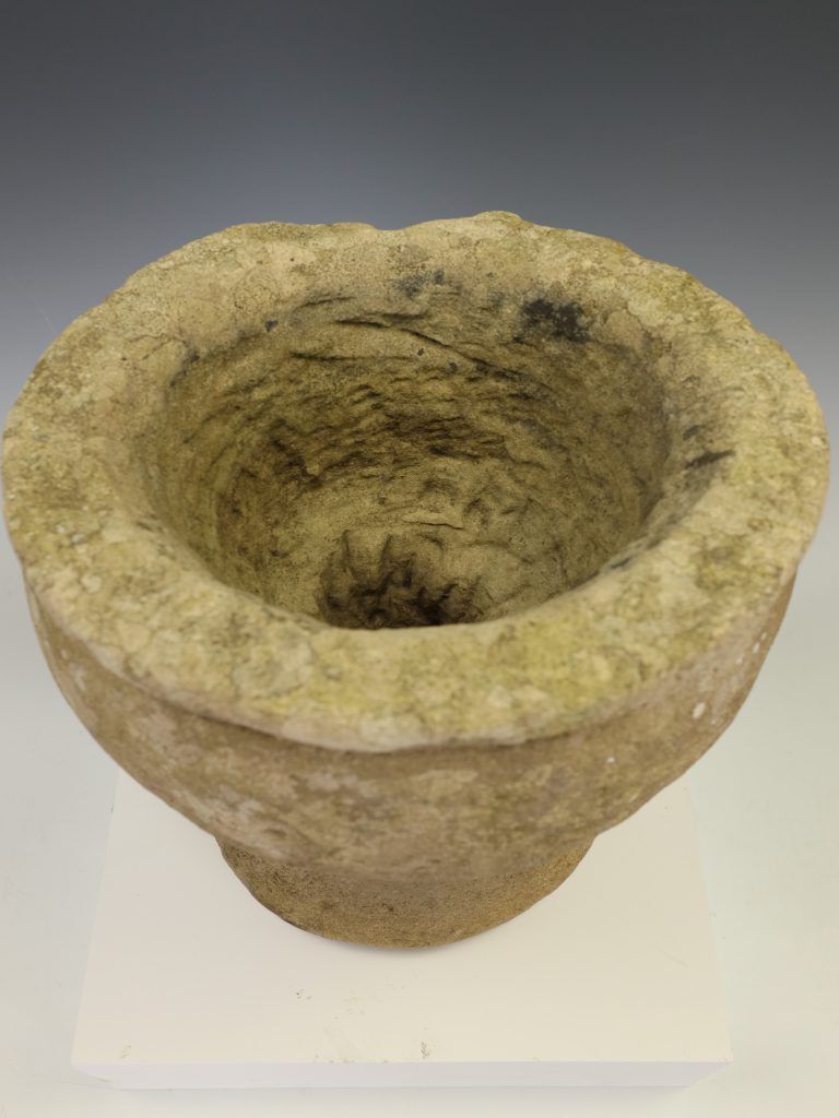 Early 18th Century Primitive Hand Carved York Stone Garden Planter photo furniture