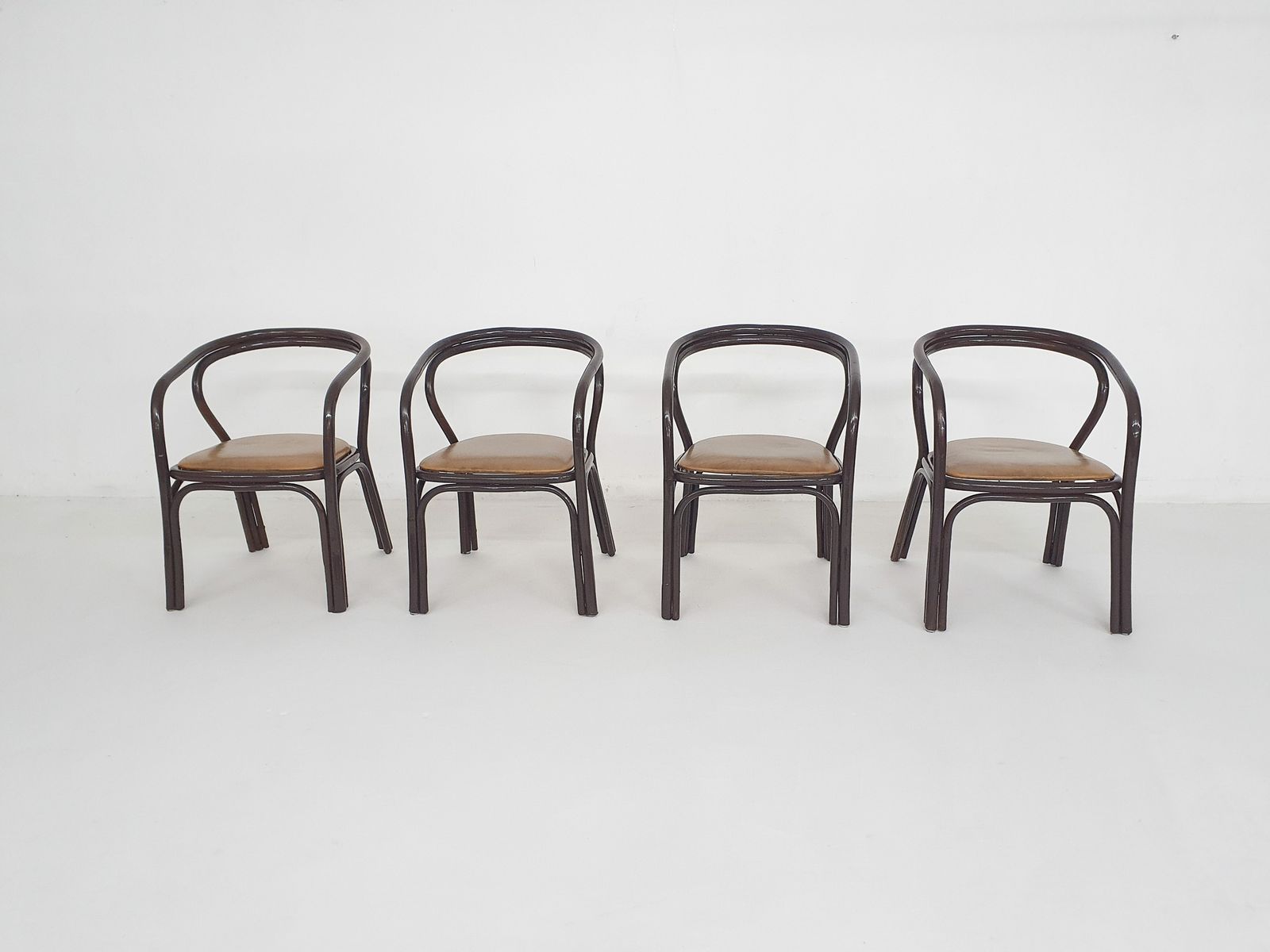 Set Of 4 Manou Dining Chairs With Leather Seating, The Netherlands 1970's photo for sale