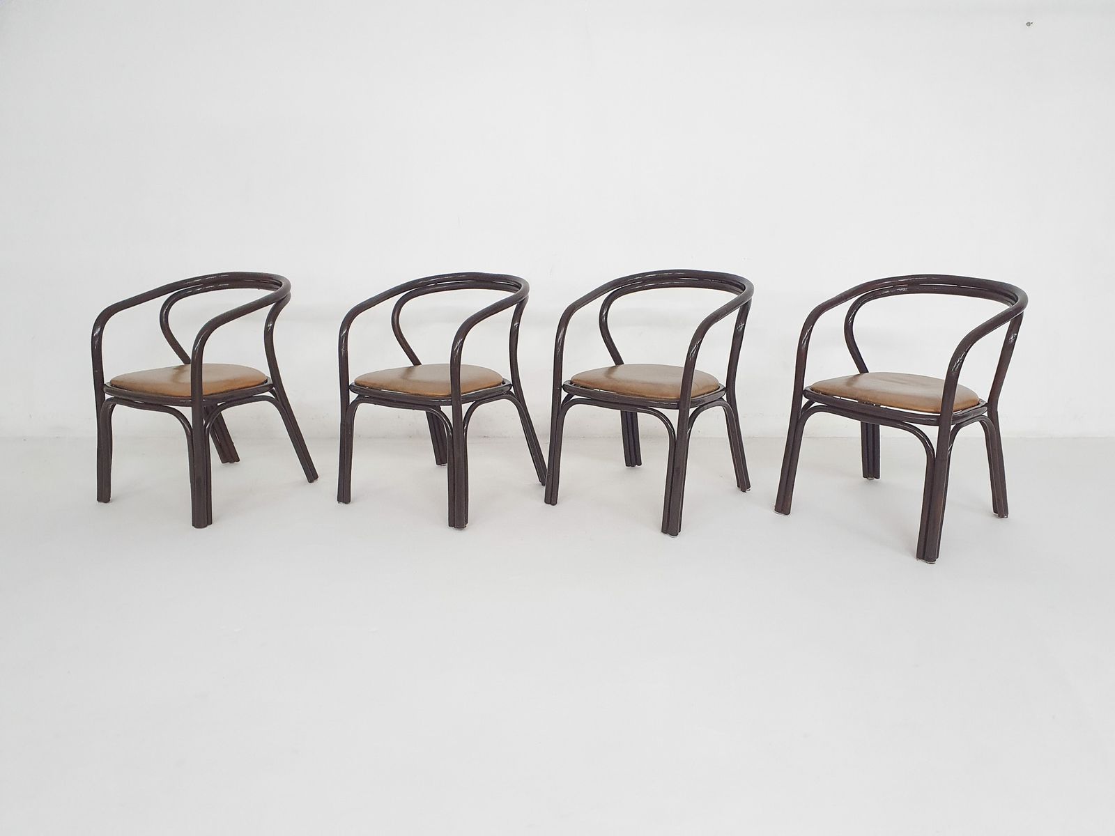 Set Of 4 Manou Dining Chairs With Leather Seating, The Netherlands 1970's photo Furniture