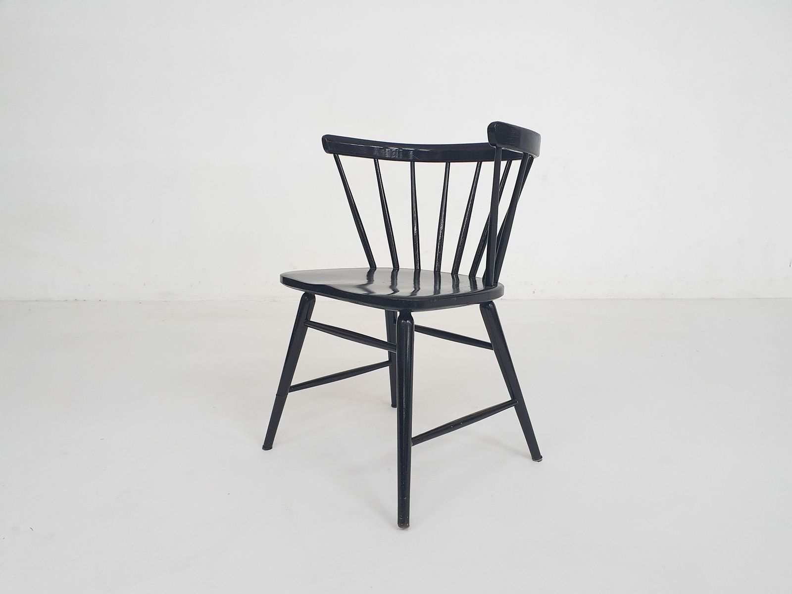 Black Spindle Back Dining Chair Attrb. To Nesto, Denmark 1960's photo for sale