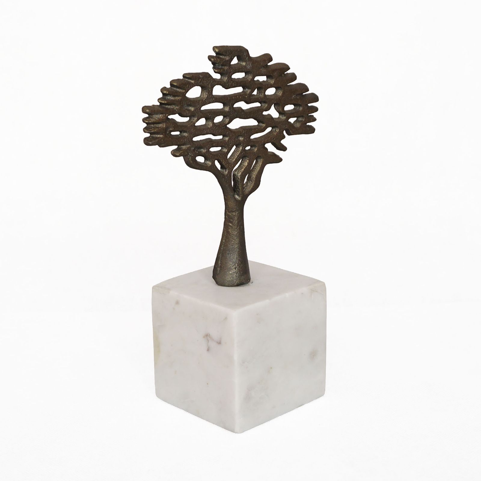 Mid Century Modernist Metal Abstract Tree Sculpture On Stone Base photo for sale