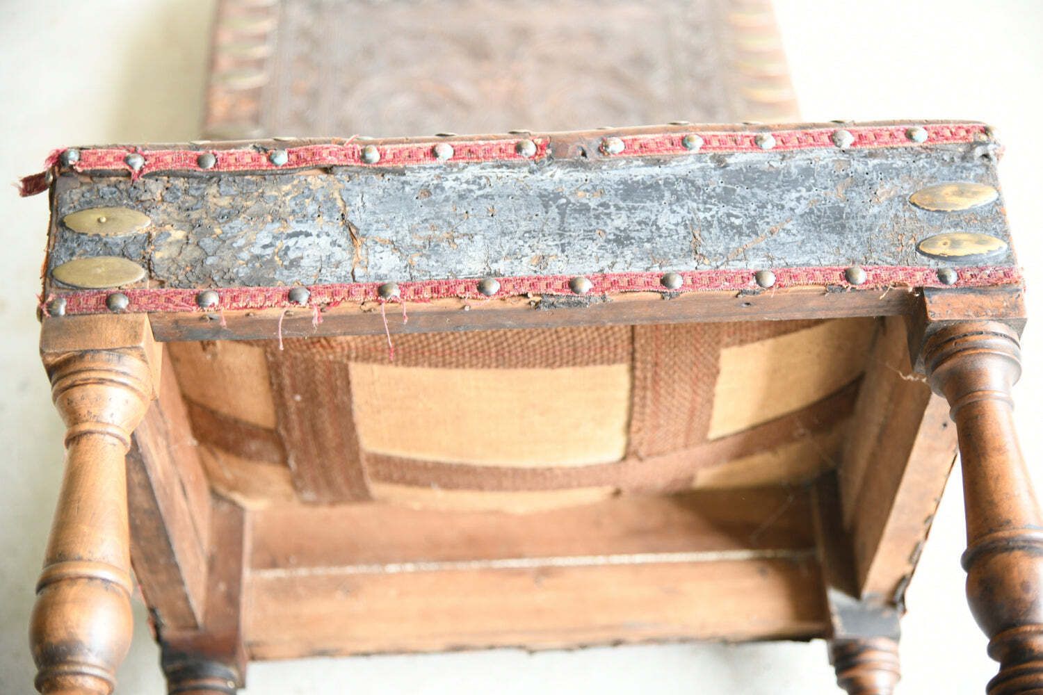 Antique Portugese Leather Occasional Chair photo vintage