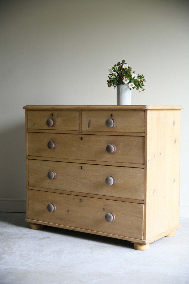 Antique Stripped & Waxed Pine Chest Of Drawers photo vinterior