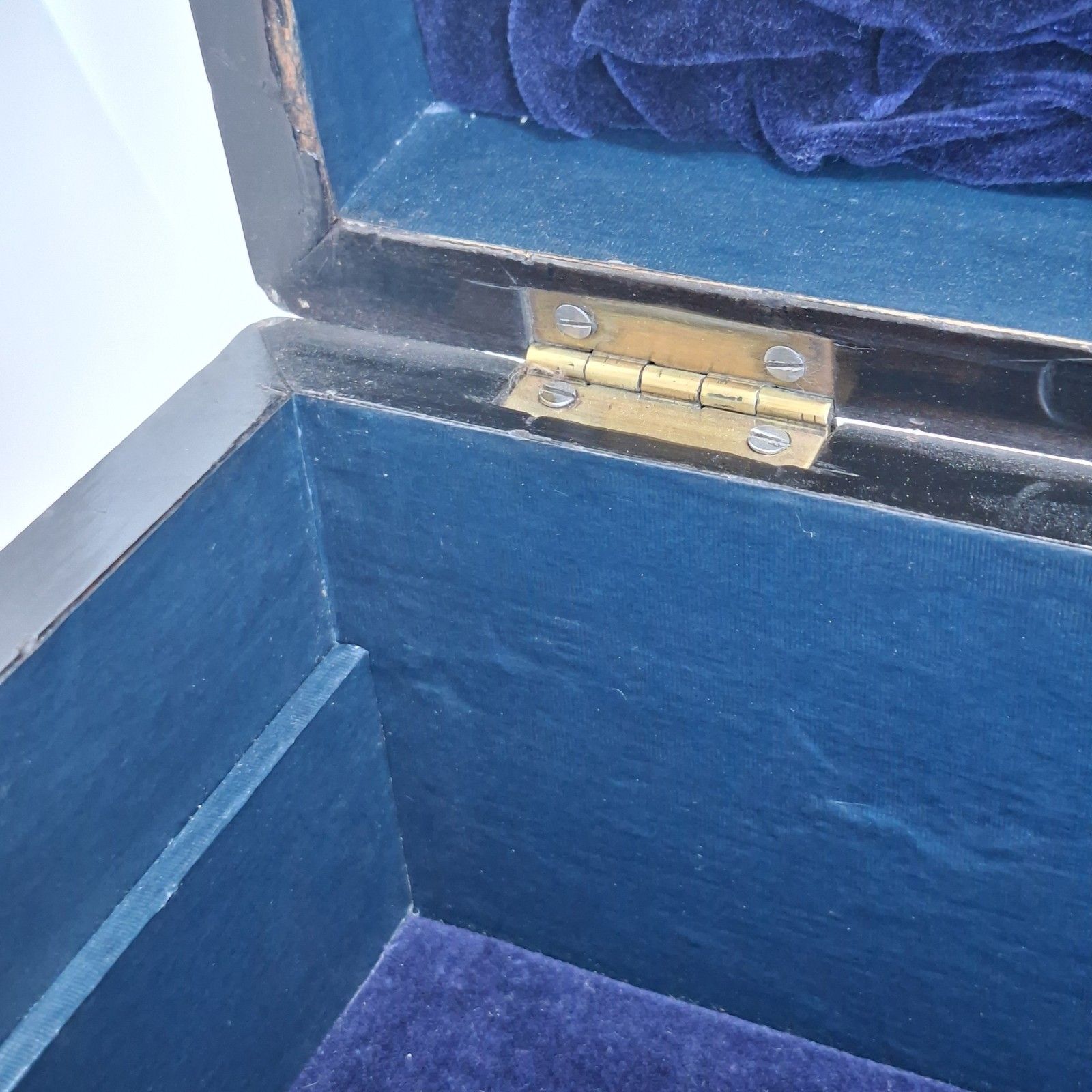 photo for sale Victorian Walnut Jewellery Box Mother Of Pearl Inlay With Key Antique