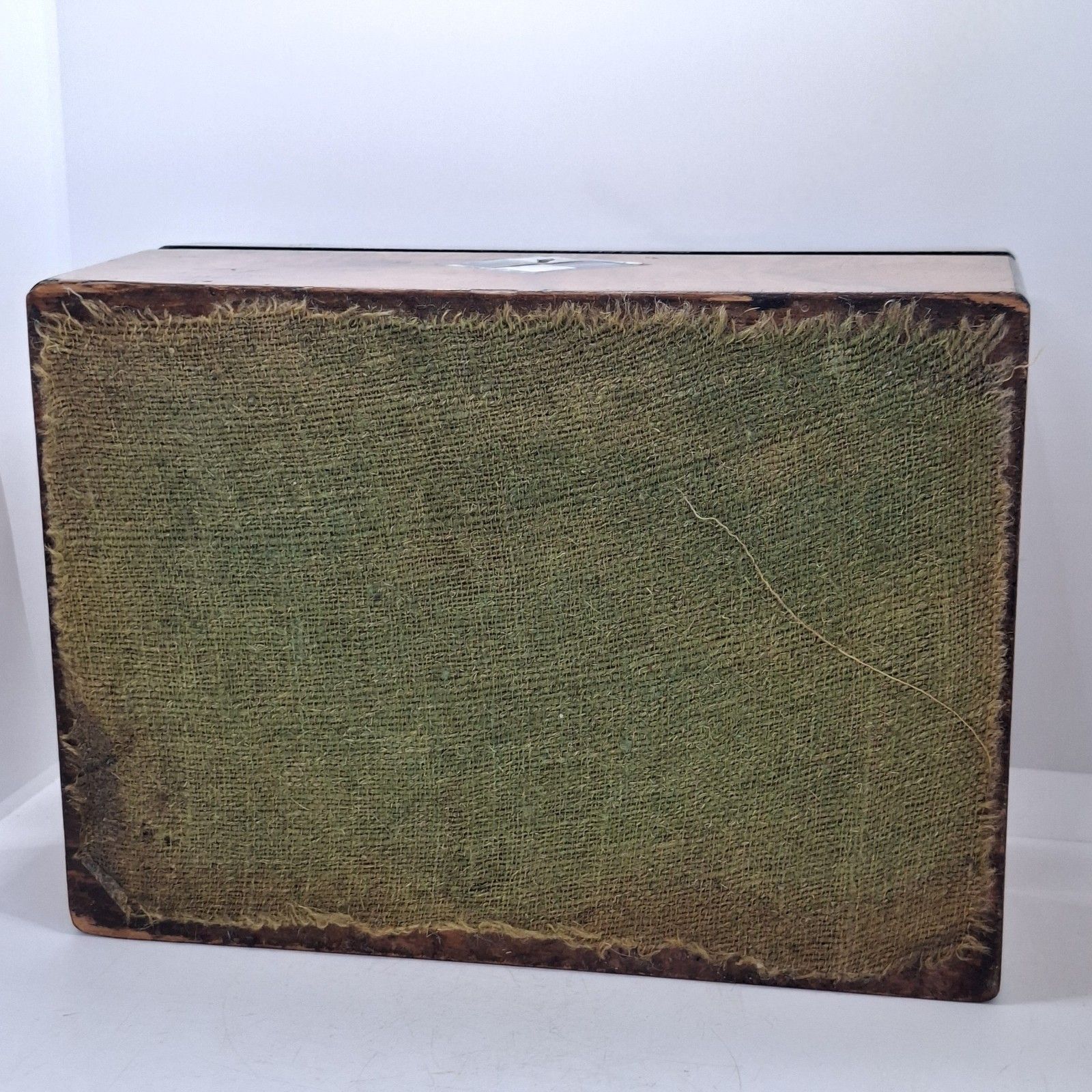 photo vinterior Victorian Walnut Jewellery Box Mother Of Pearl Inlay With Key Antique